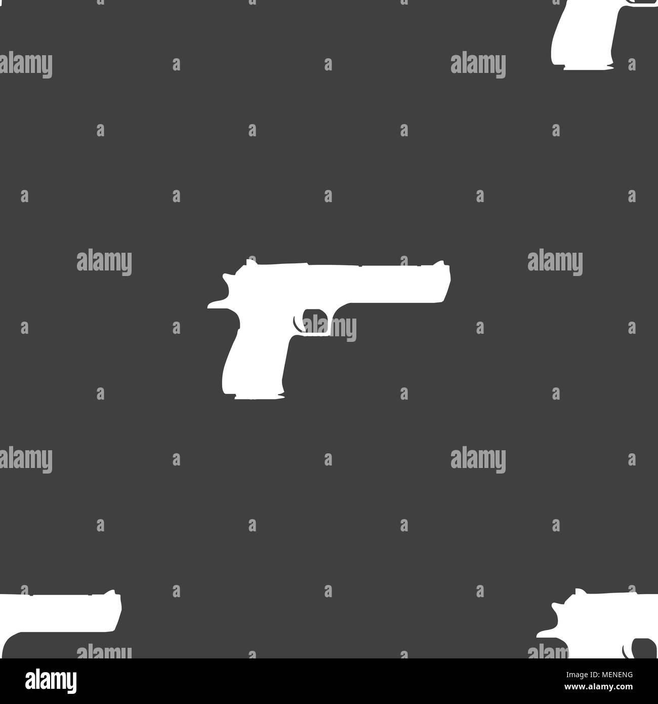 gun icon sign. Seamless pattern on a gray background. Vector ...