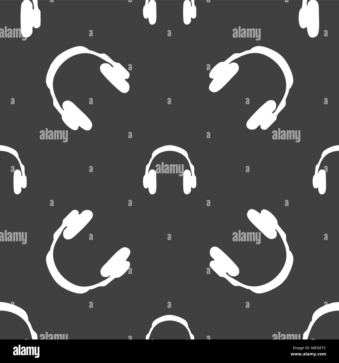 headsets icon sign. Seamless pattern on a gray background. Vector illustration Stock Vector