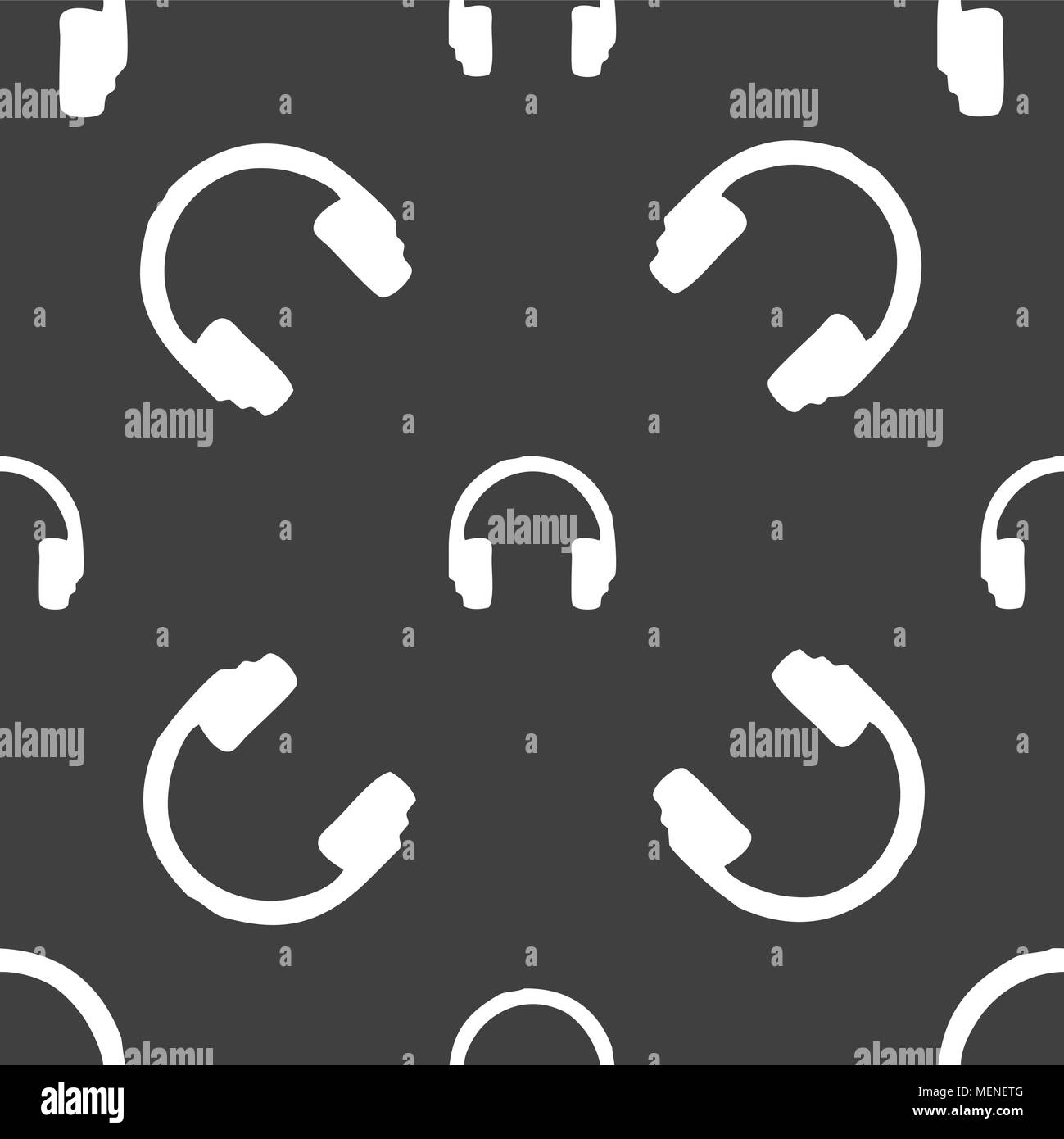 headsets icon sign. Seamless pattern on a gray background. Vector illustration Stock Vector