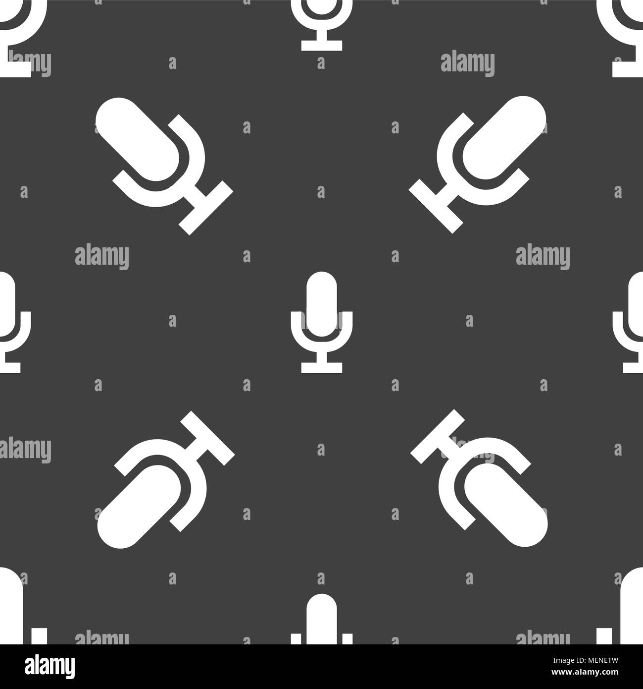 microphone icon sign. Seamless pattern on a gray background. Vector ...