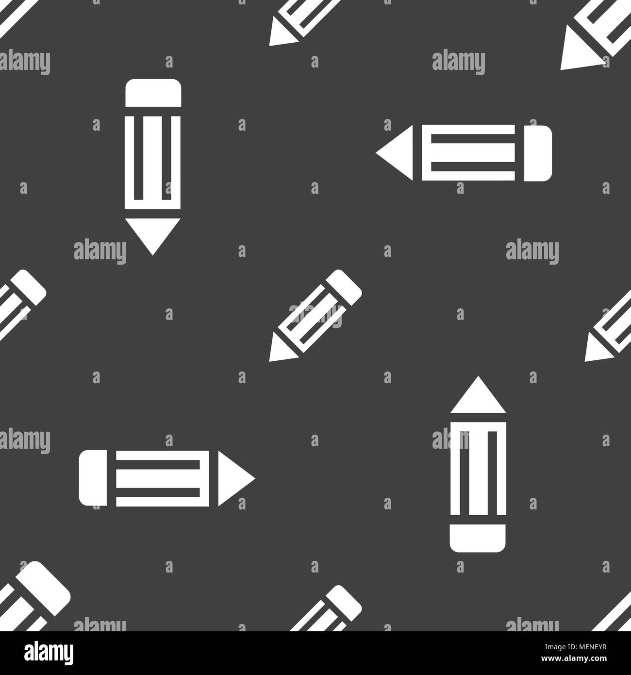 pencil icon sign. Seamless pattern on a gray background. Vector ...