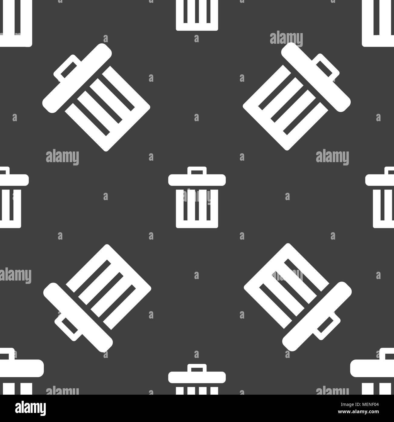 Recycle bin icon sign. Seamless pattern on a gray background. Vector ...