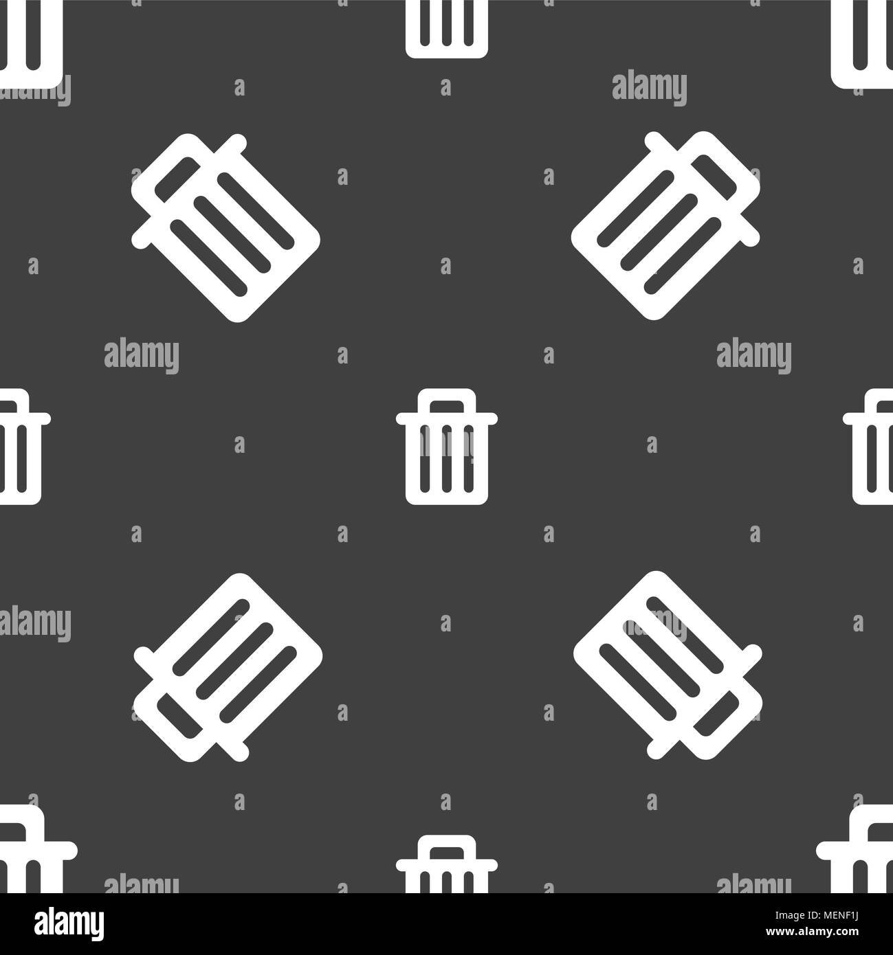 Recycle bin icon sign. Seamless pattern on a gray background. Vector ...