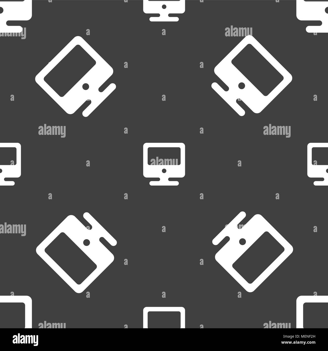monitor icon sign. Seamless pattern on a gray background. Vector ...
