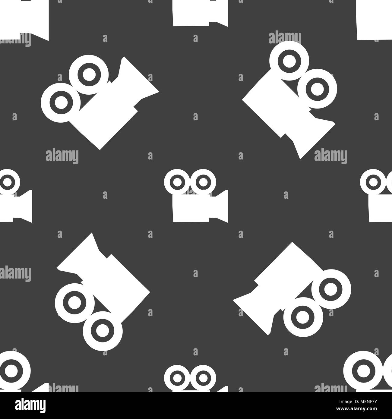 video camera icon sign. Seamless pattern on a gray background. Vector illustration Stock Vector