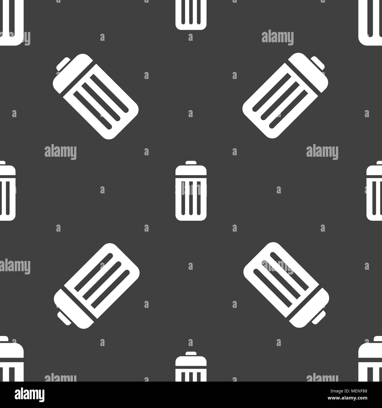 The trash icon sign. Seamless pattern on a gray background. Vector illustration Stock Vector