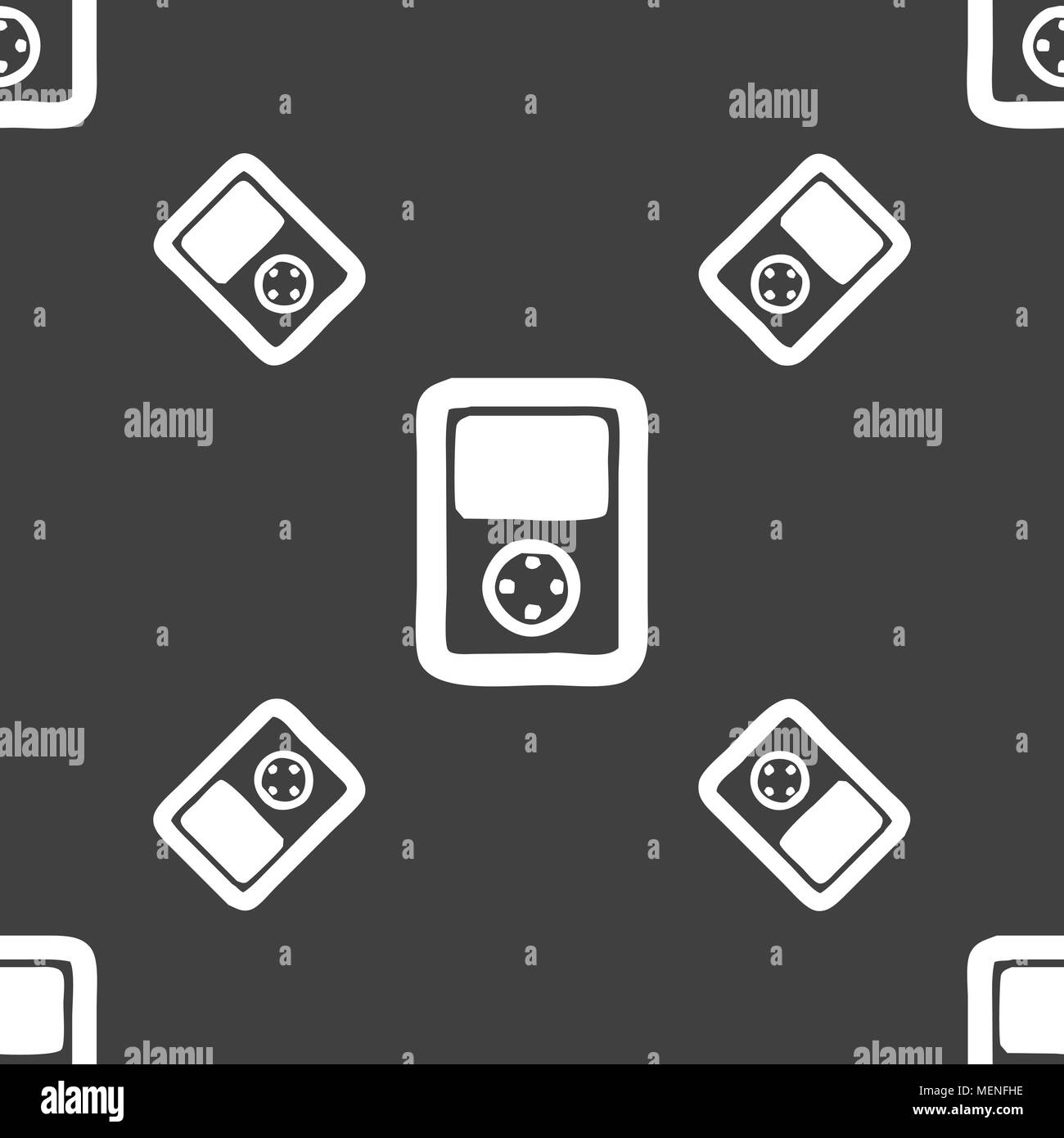 Tetris, video game console icon sign. Seamless pattern on a gray ...