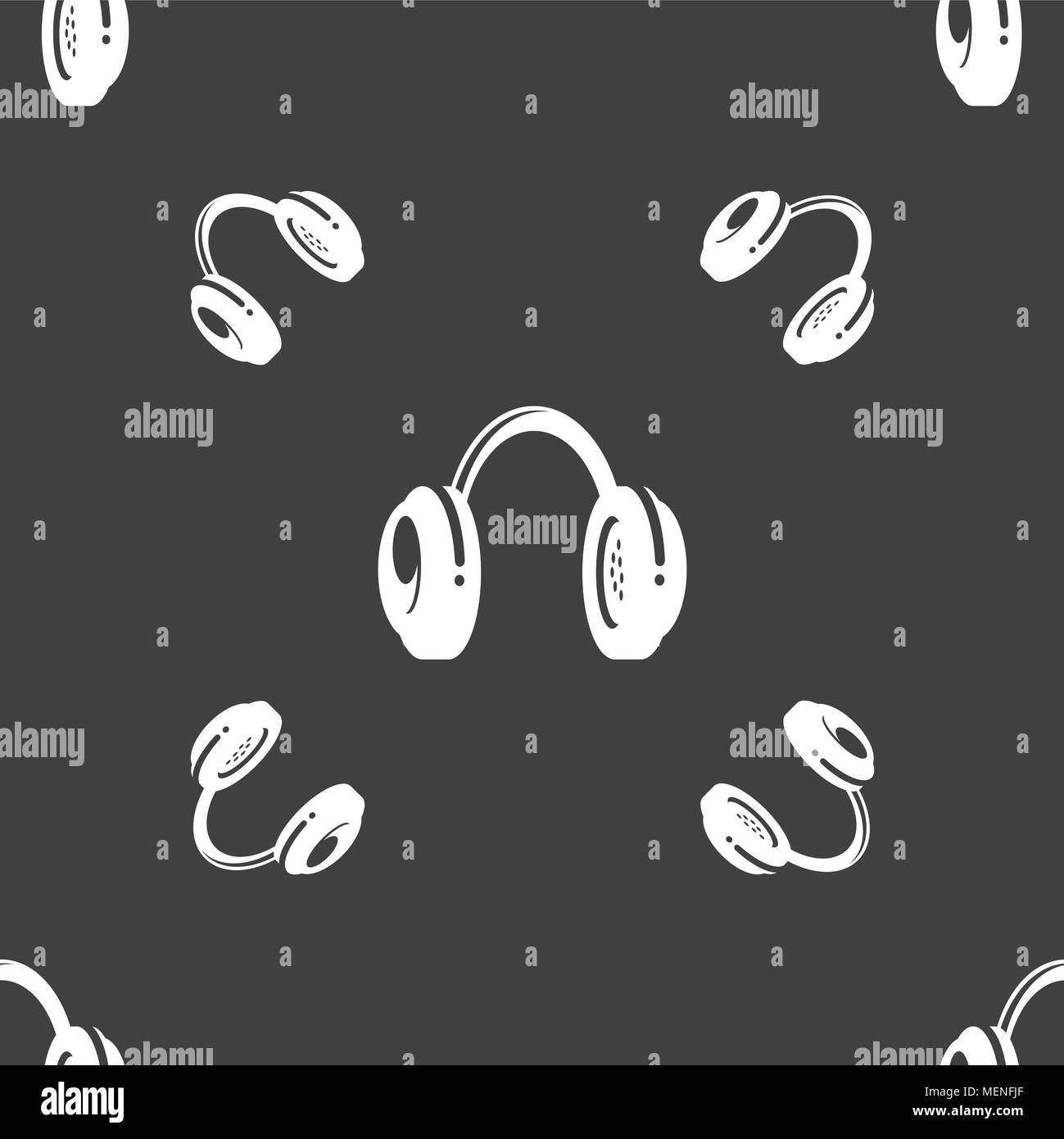 headsets icon sign. Seamless pattern on a gray background. Vector illustration Stock Vector