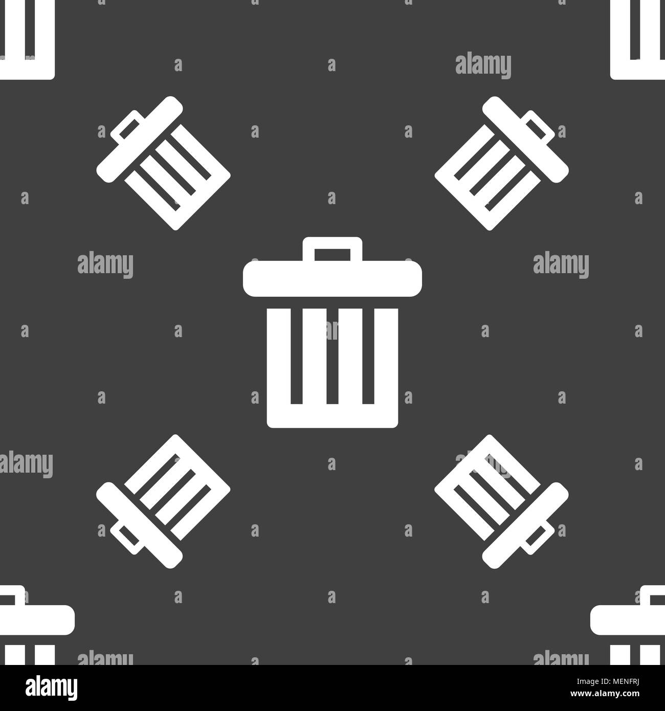 Recycle bin icon sign. Seamless pattern on a gray background. Vector ...