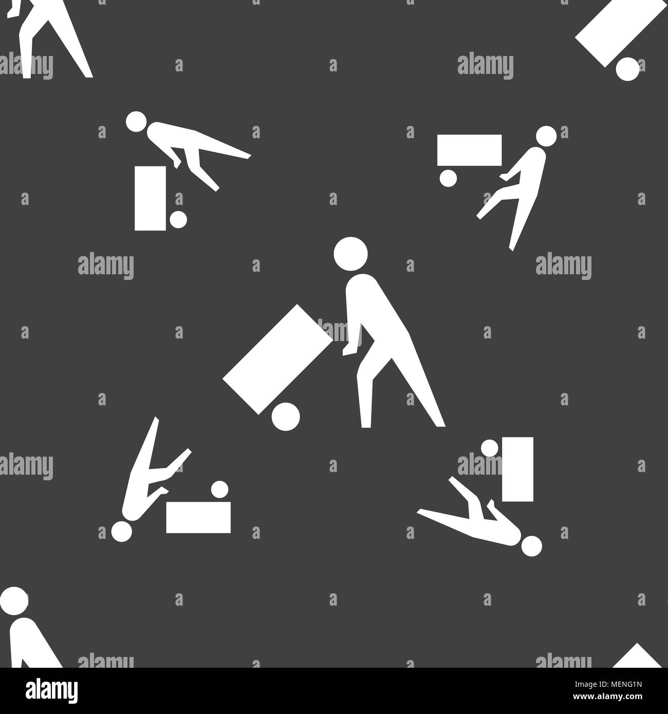 Loader icon sign. Seamless pattern on a gray background. Vector illustration Stock Vector