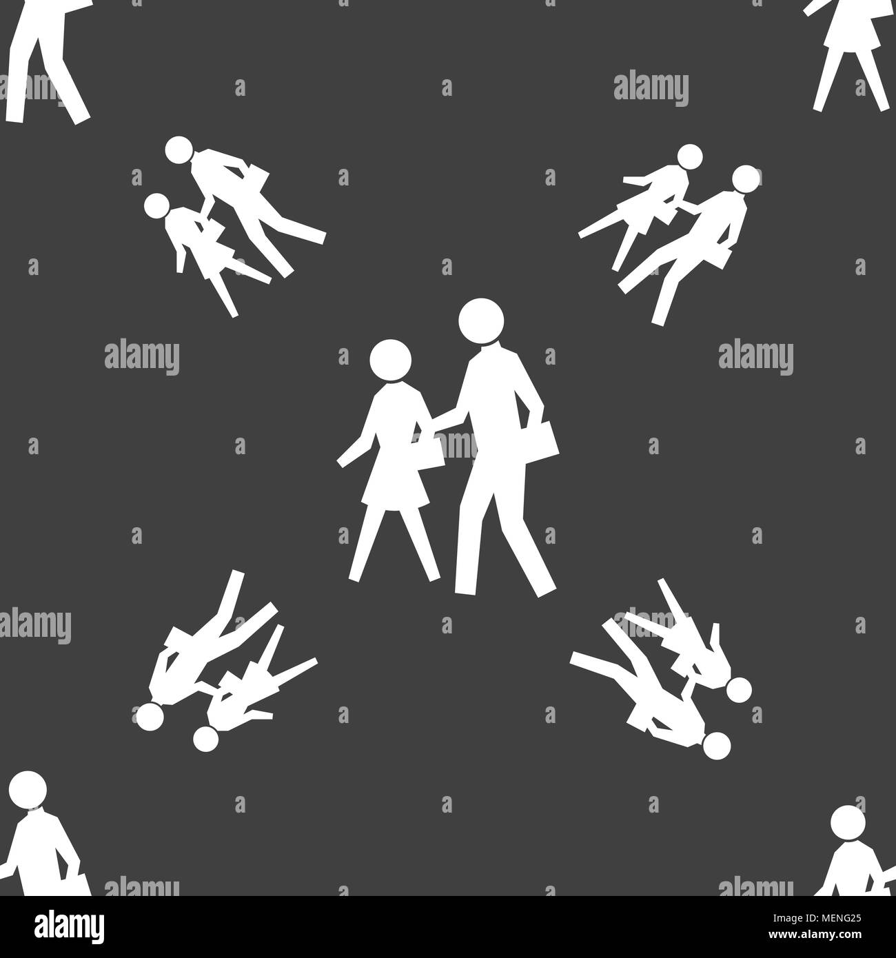 crosswalk icon sign. Seamless pattern on a gray background. Vector illustration Stock Vector