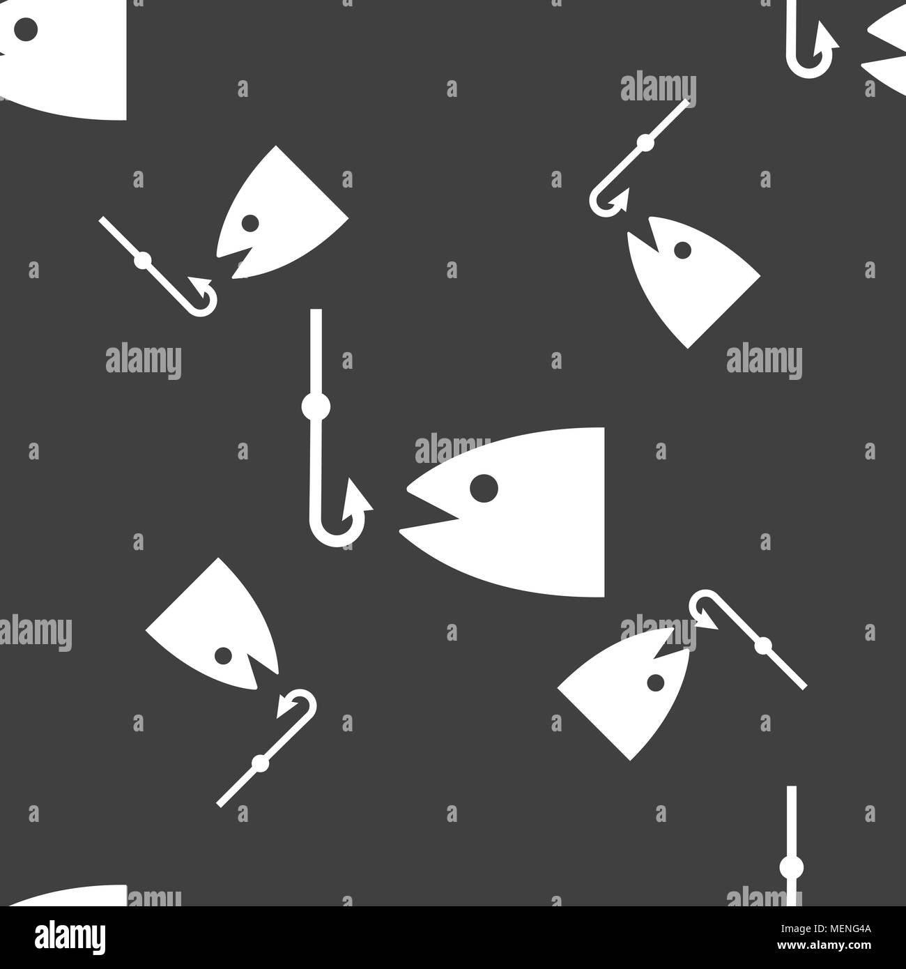 Fishing icon sign. Seamless pattern on a gray background. Vector ...