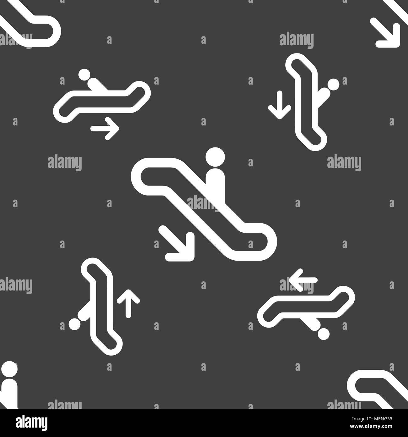 elevator, Escalator, Staircase icon sign. Seamless pattern on a gray background. Vector illustration Stock Vector