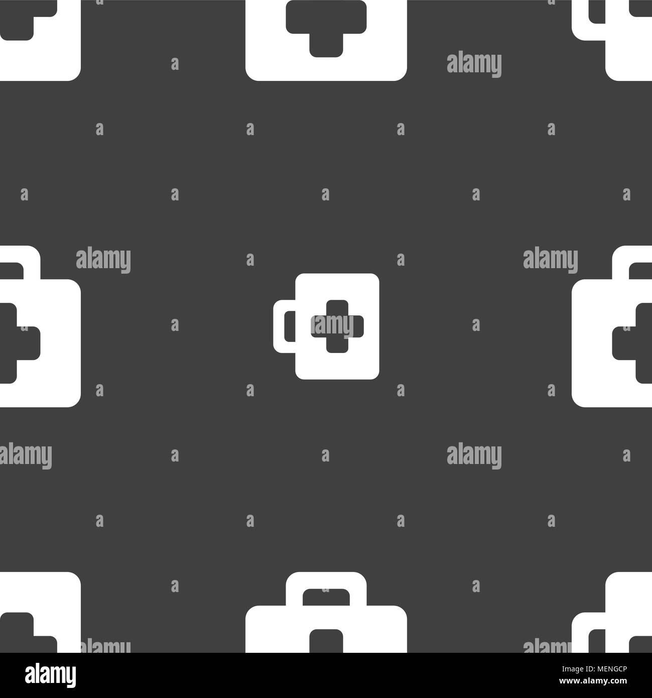 first aid kit icon sign. Seamless pattern on a gray background. Vector ...