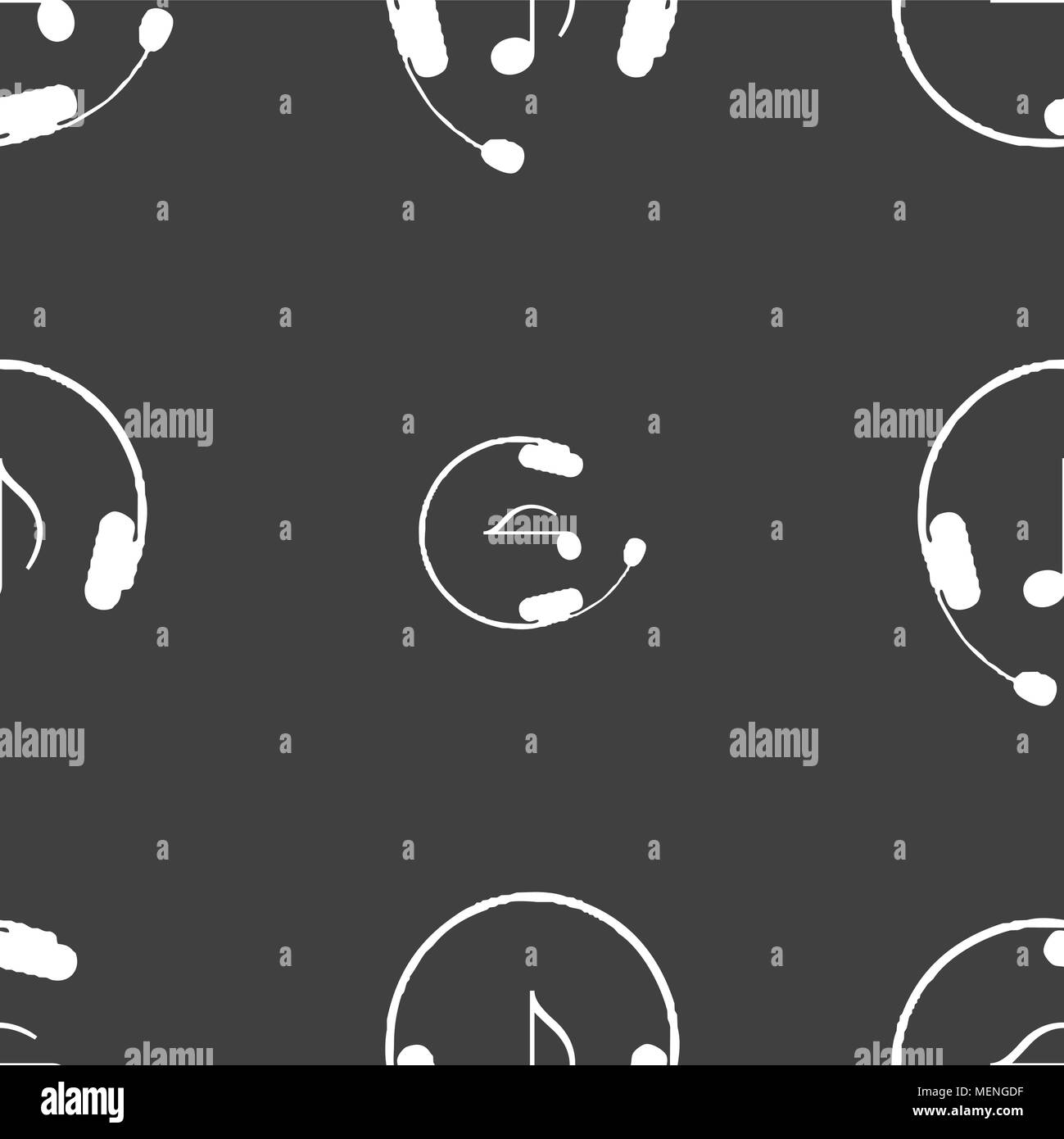 headsets icon sign. Seamless pattern on a gray background. Vector illustration Stock Vector