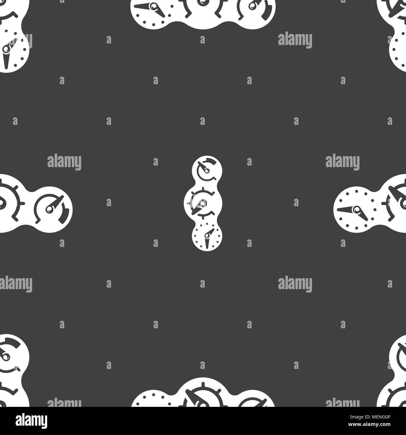 speed, speedometer icon sign. Seamless pattern on a gray background ...