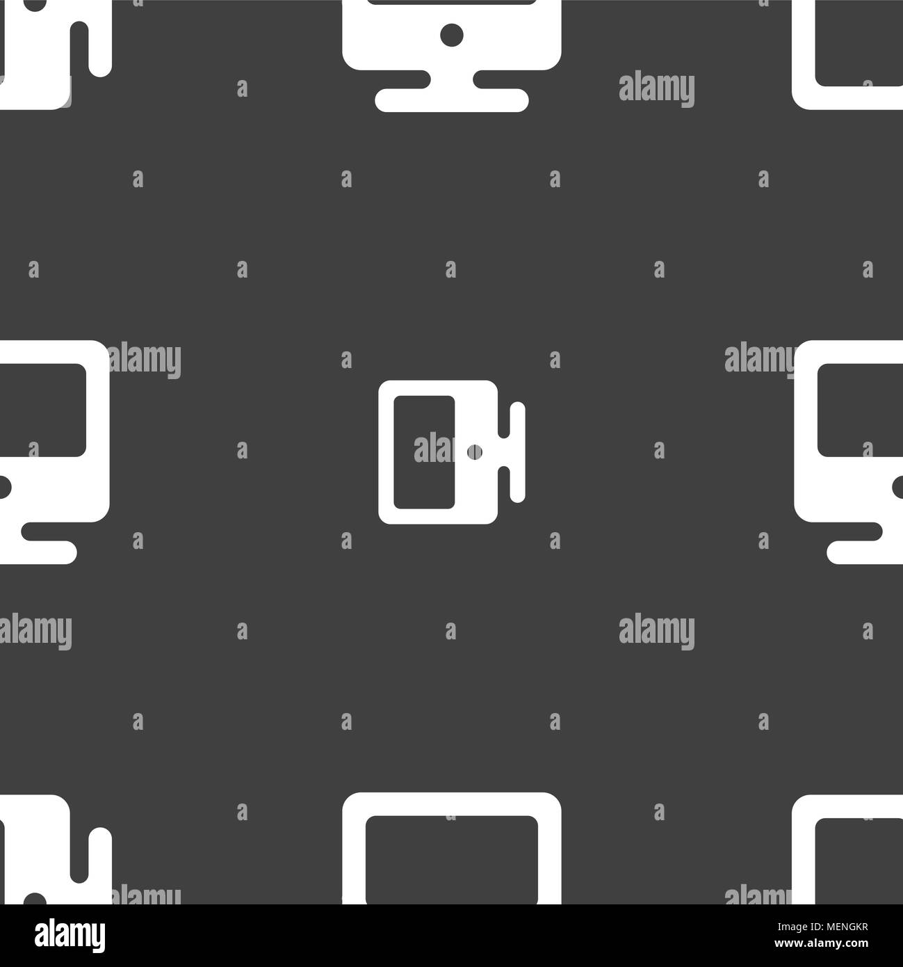 monitor icon sign. Seamless pattern on a gray background. Vector ...