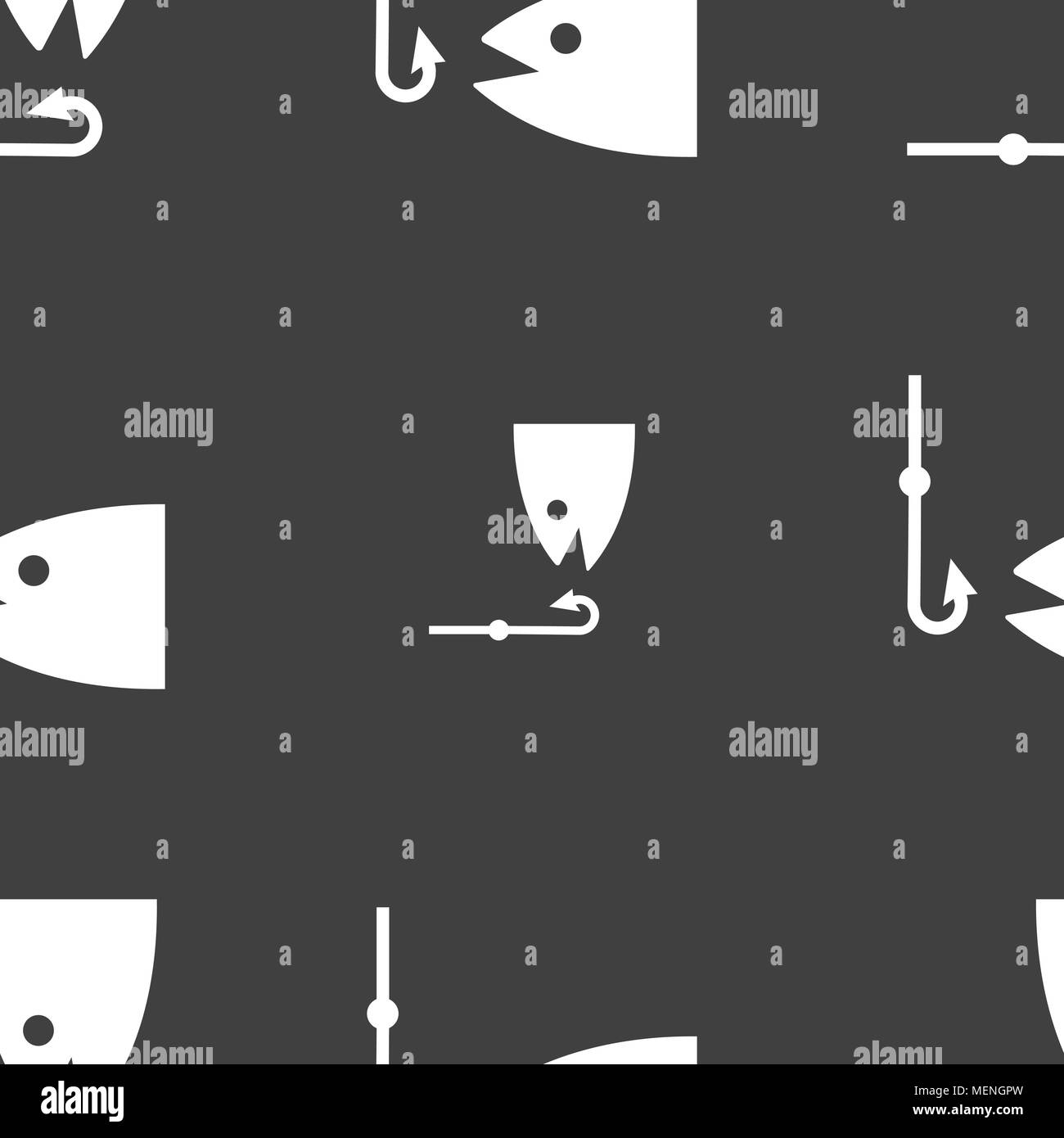 Fishing icon sign. Seamless pattern on a gray background. Vector ...