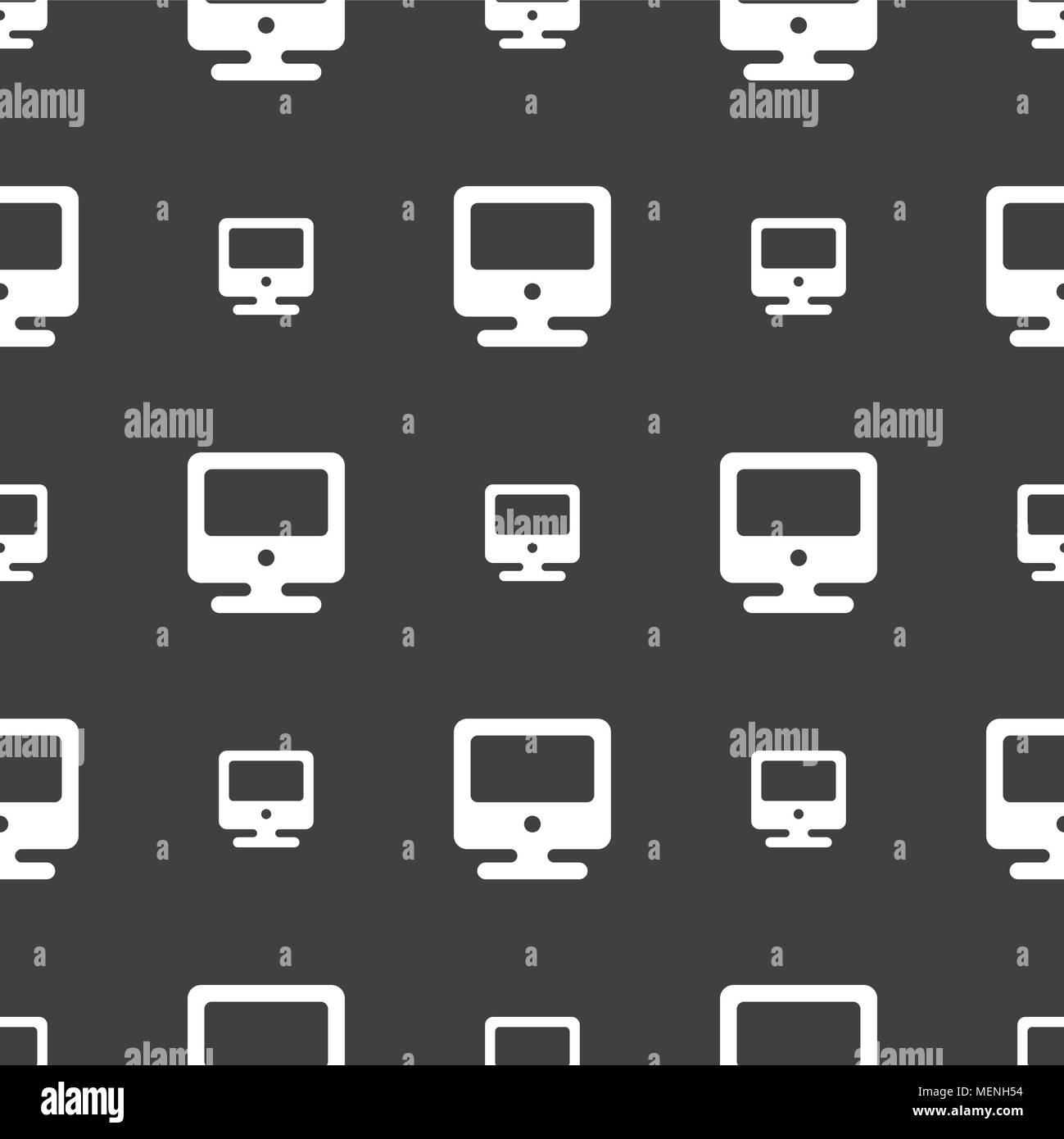 monitor icon sign. Seamless pattern on a gray background. Vector ...