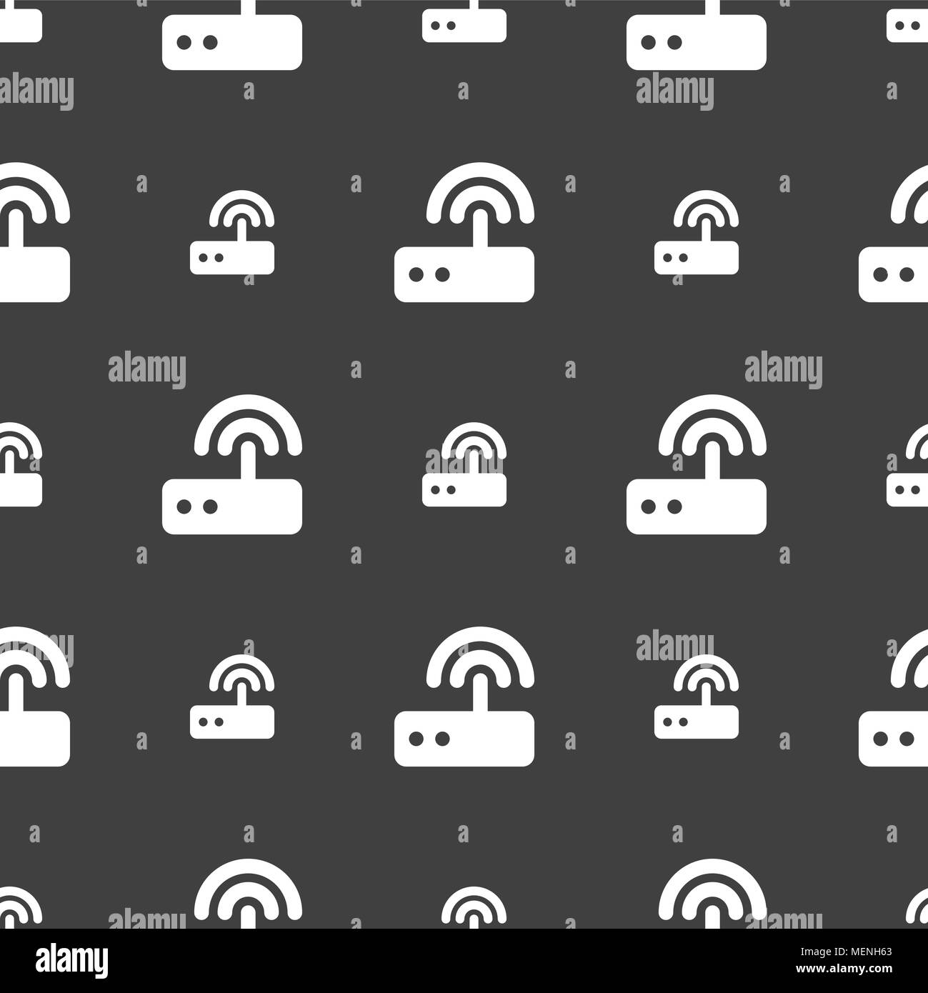 Wi fi router icon sign. Seamless pattern on a gray background. Vector ...