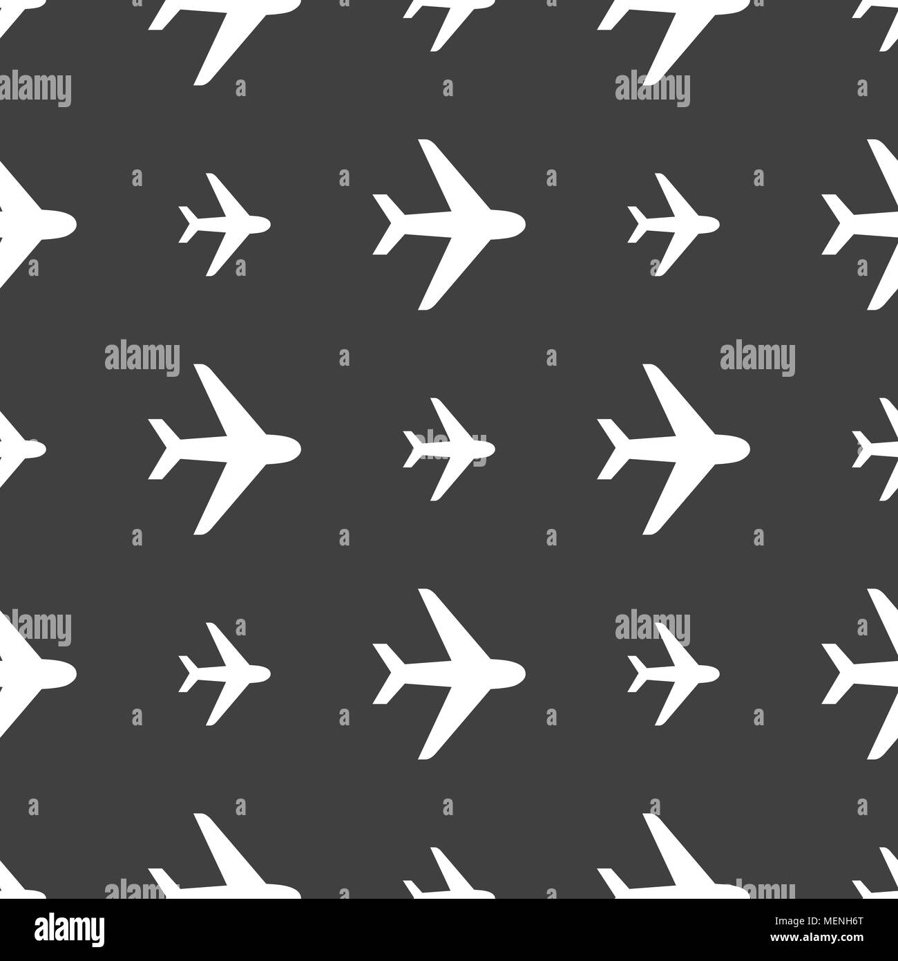 Plane icon sign. Seamless pattern on a gray background. Vector ...
