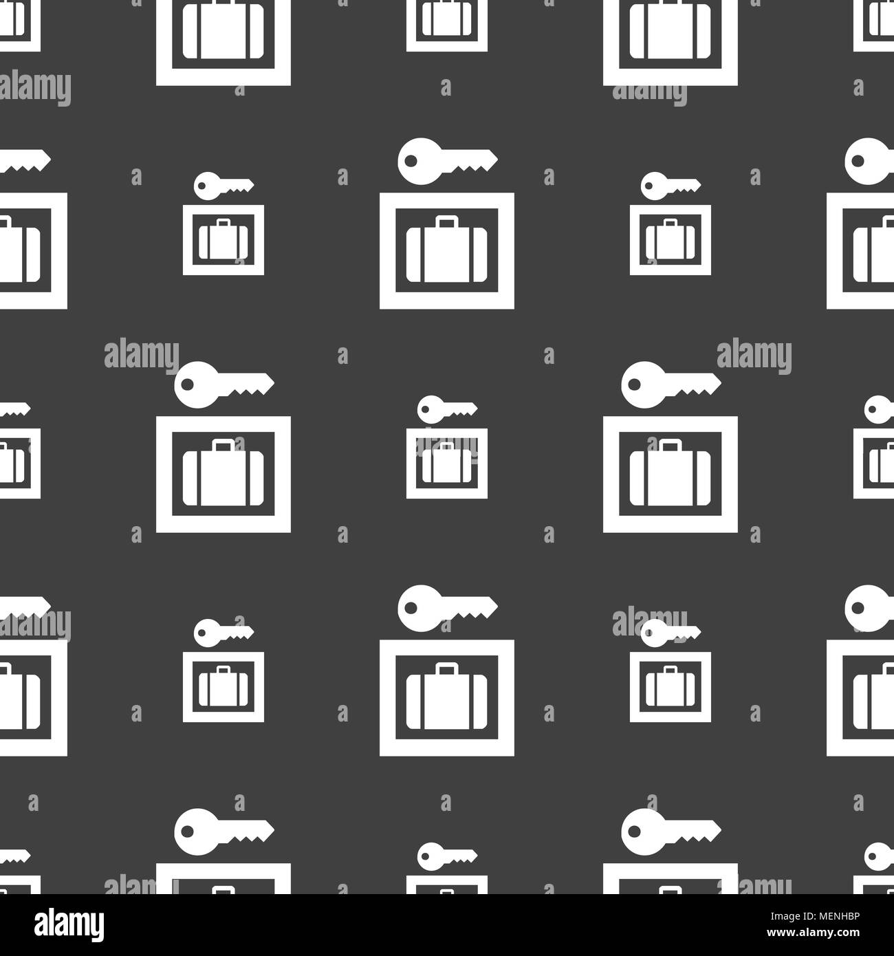 Luggage Storage icon sign. Seamless pattern on a gray background. Vector illustration Stock