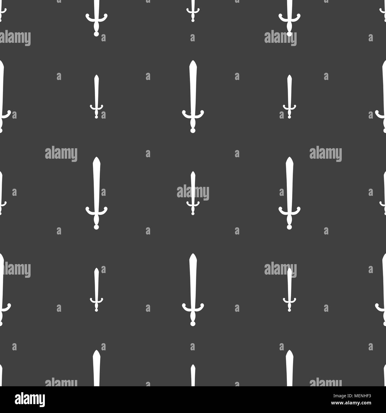 the sword icon sign. Seamless pattern on a gray background. Vector illustration Stock Vector
