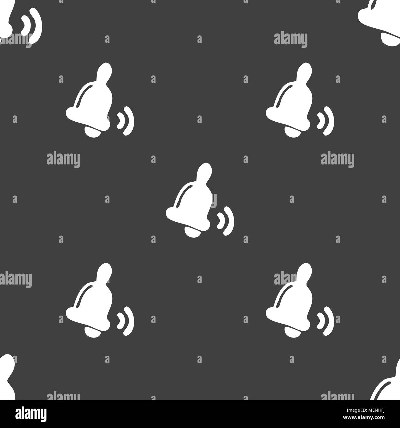 Bell icon sign. Seamless pattern on a gray background. Vector ...