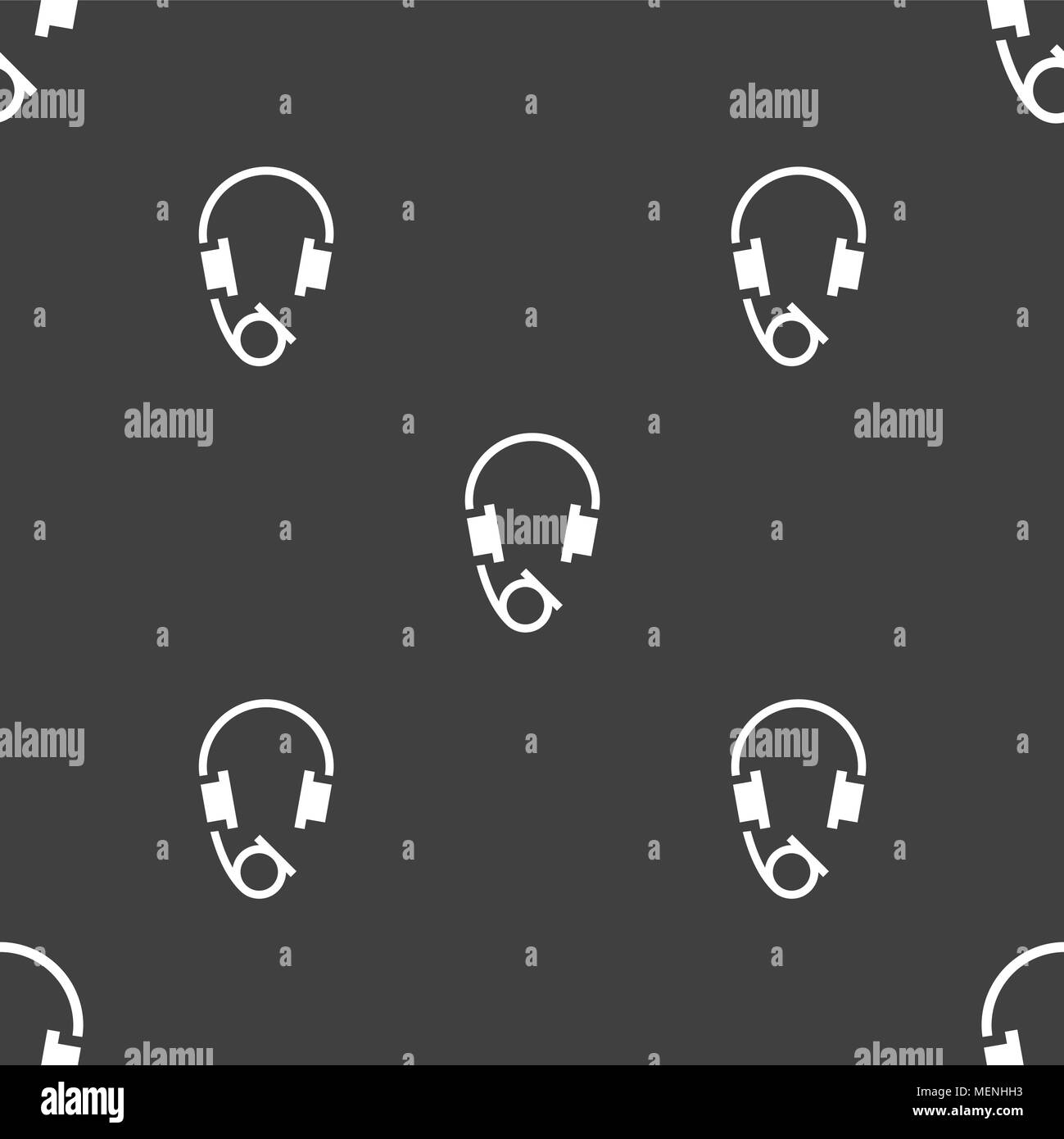 headsets icon sign. Seamless pattern on a gray background. Vector illustration Stock Vector