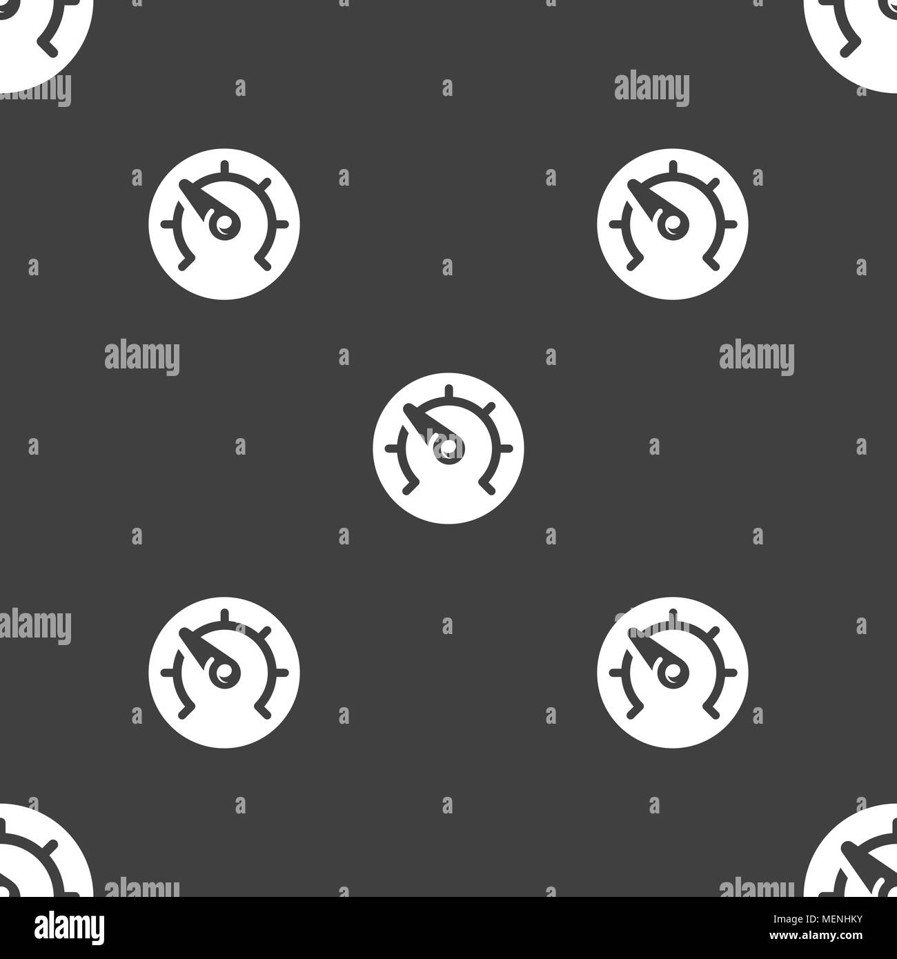 speed, speedometer icon sign. Seamless pattern on a gray background ...