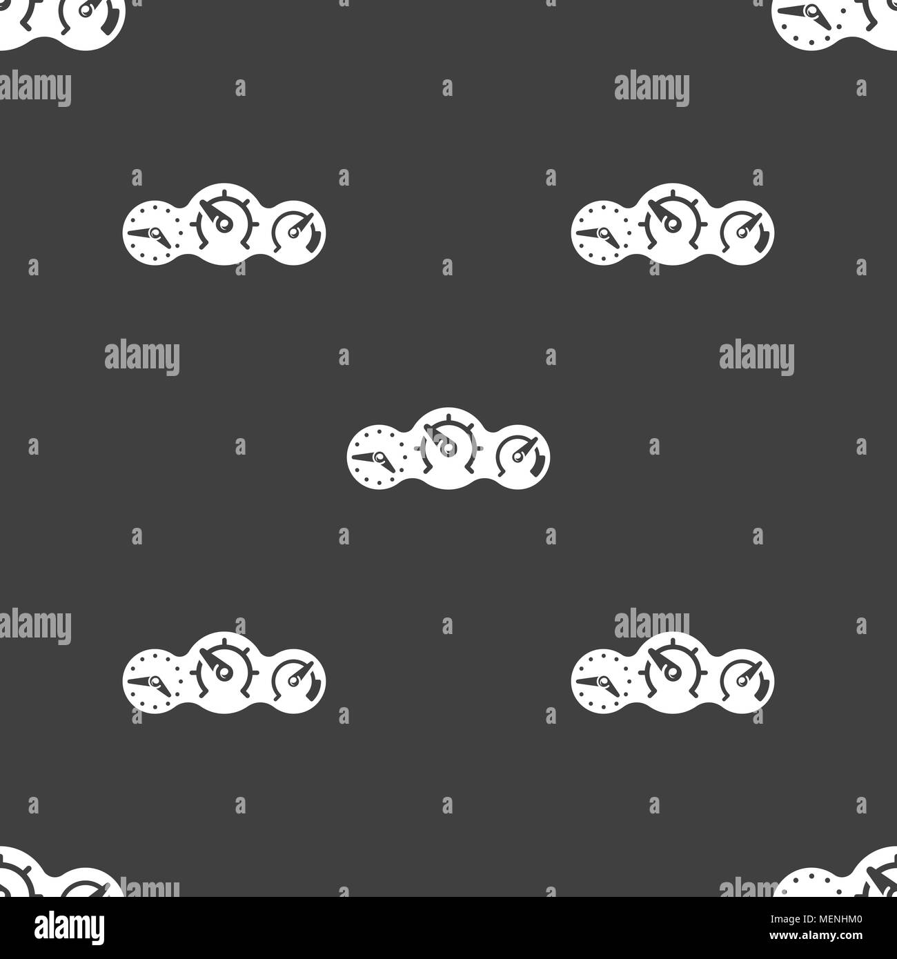 speed, speedometer icon sign. Seamless pattern on a gray background ...