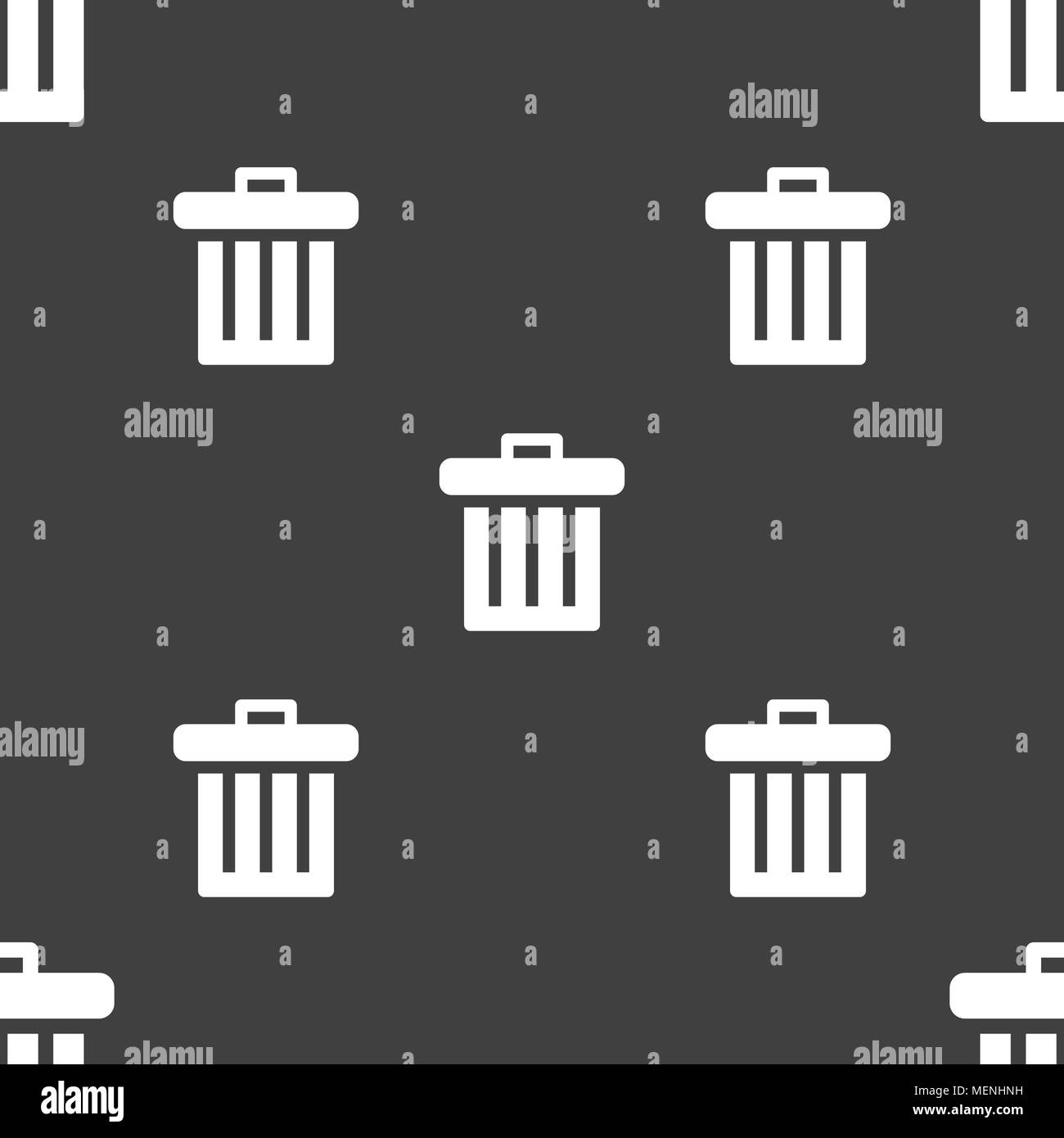 Recycle bin icon sign. Seamless pattern on a gray background. Vector ...