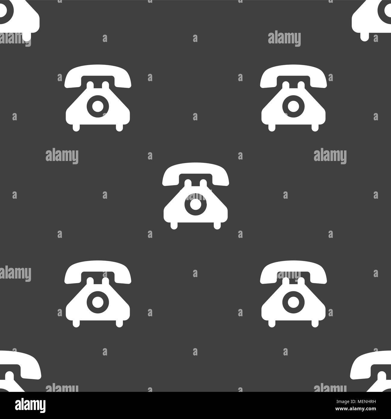 retro telephone handset icon sign. Seamless pattern on a gray ...
