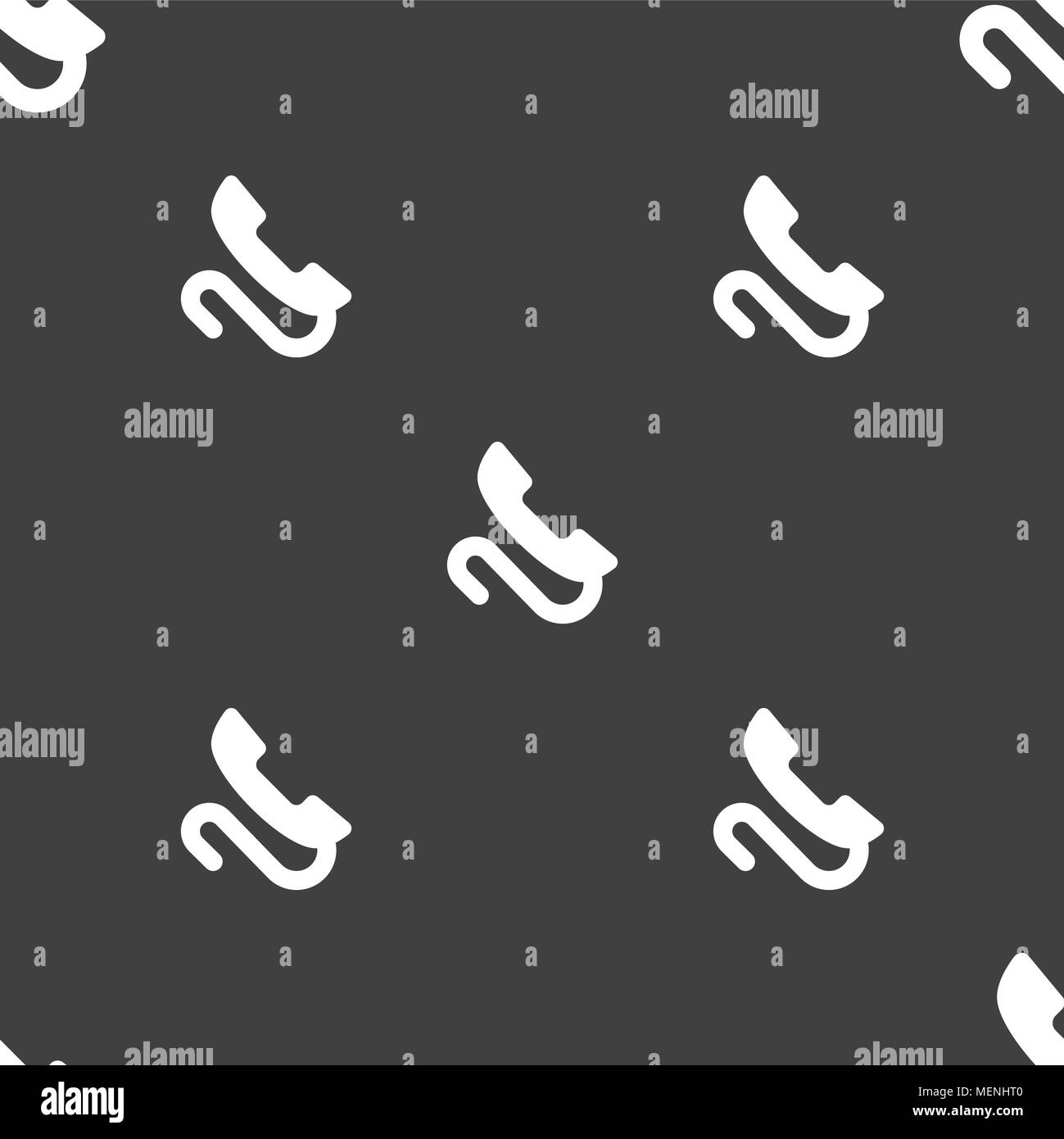 retro telephone handset icon sign. Seamless pattern on a gray ...