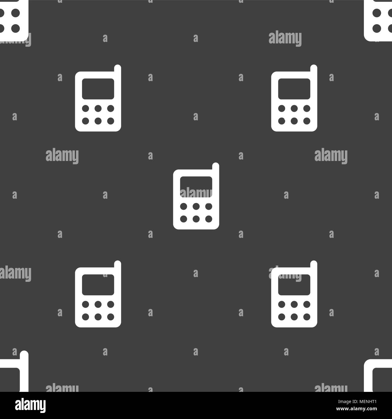 mobile phone icon sign. Seamless pattern on a gray background. Vector ...