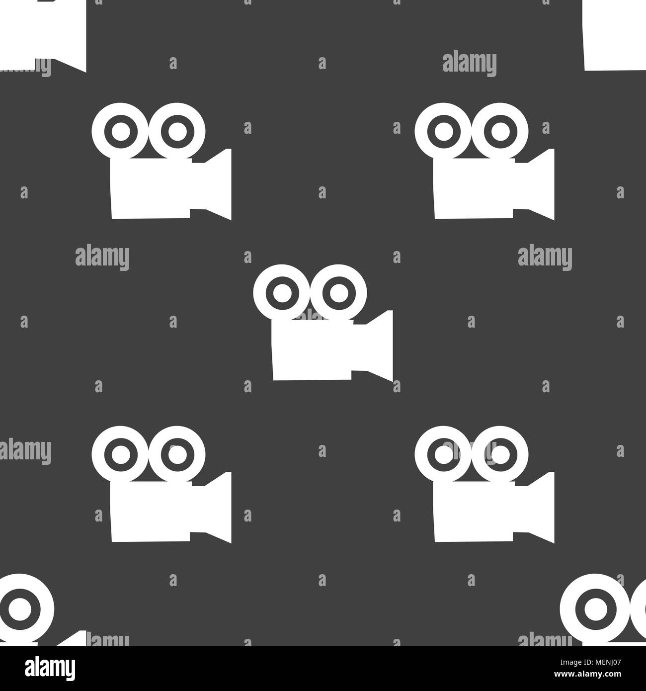 video camera icon sign. Seamless pattern on a gray background. Vector illustration Stock Vector