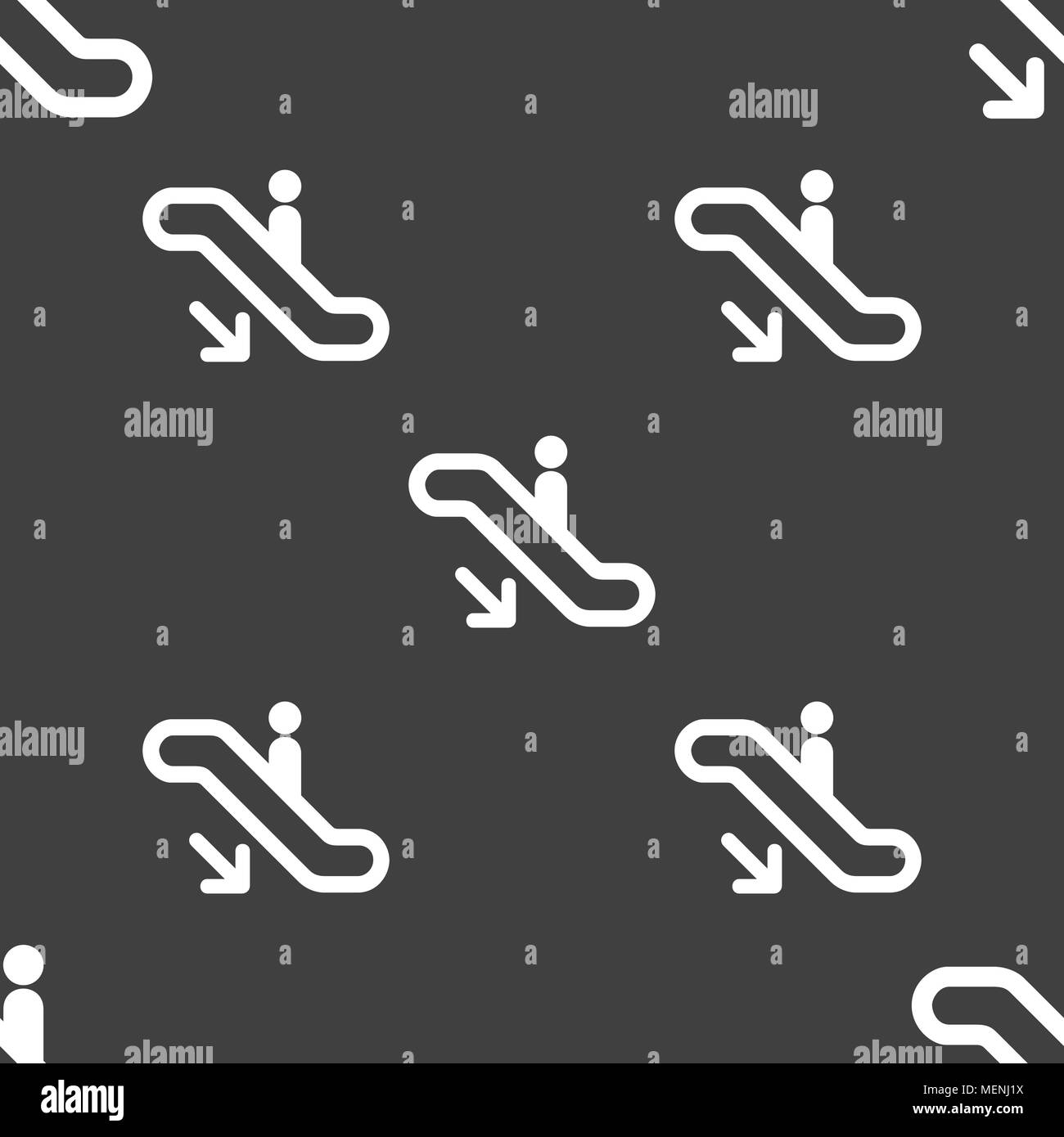 elevator, Escalator, Staircase icon sign. Seamless pattern on a gray background. Vector illustration Stock Vector