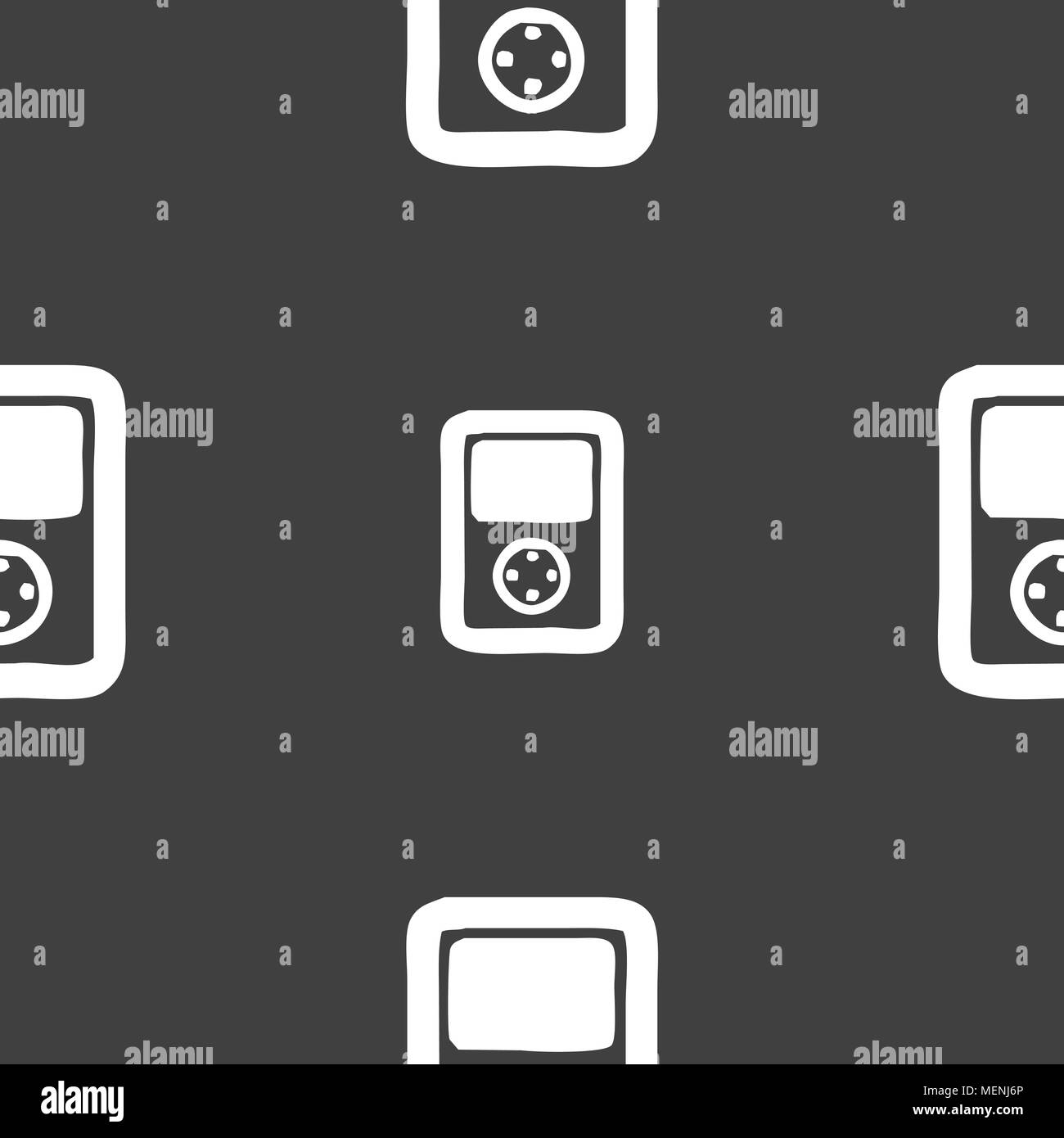 Tetris, video game console icon sign. Seamless pattern on a gray ...
