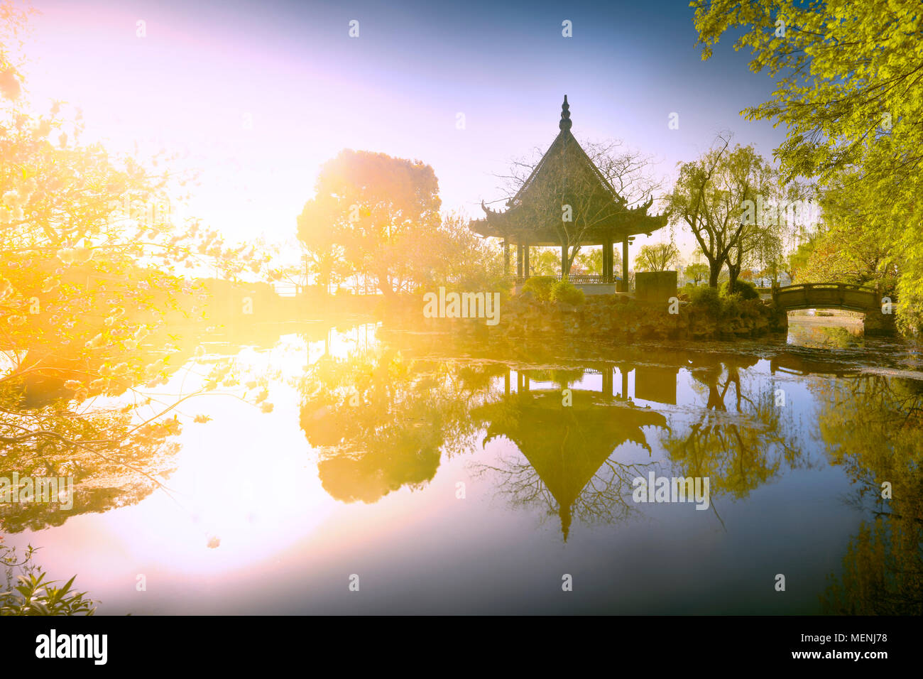 Han Xu Pavilion in Garden of Fan Li.Famous scenic site in Jiangsu province,China. Stock Photo