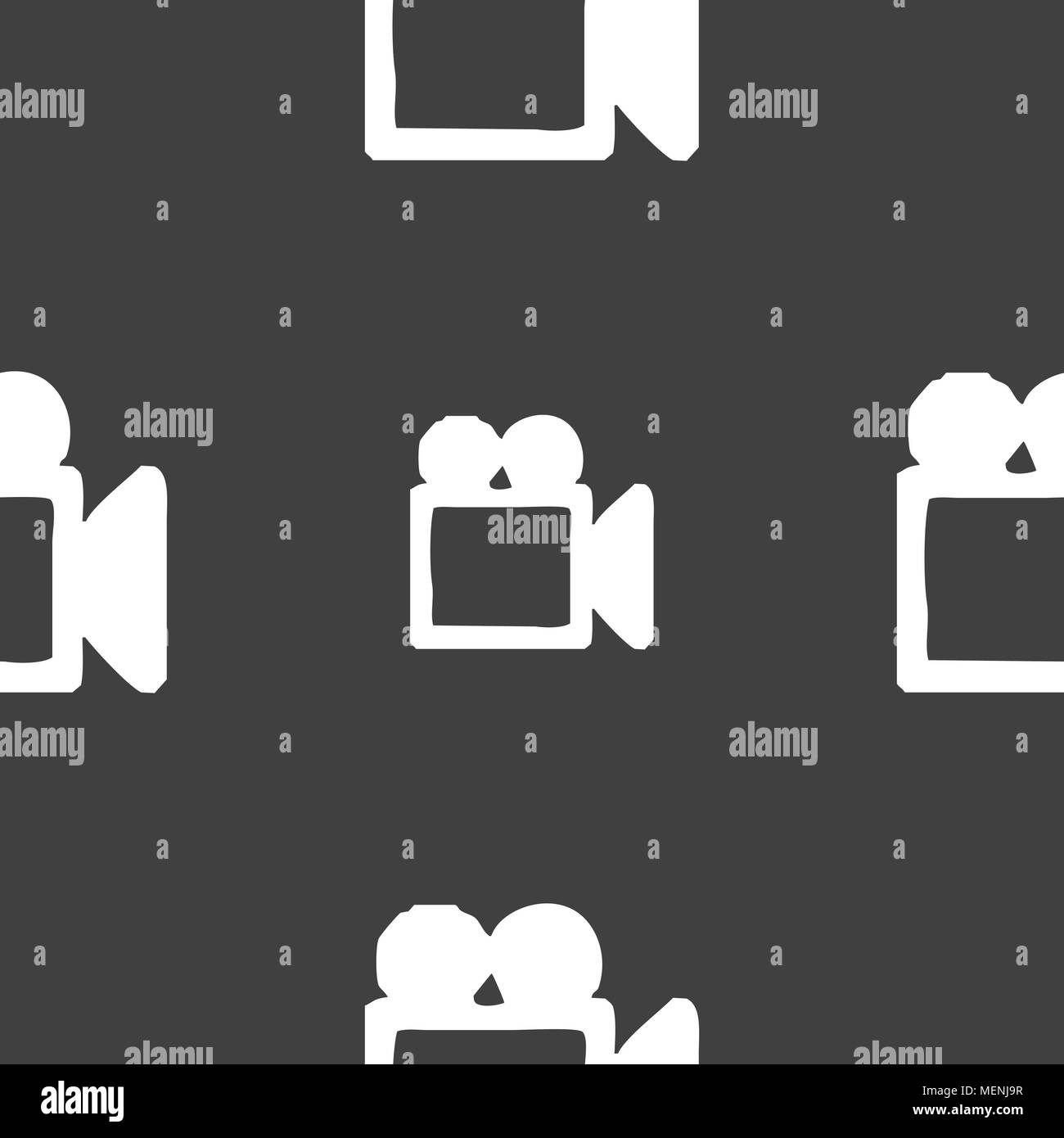 camcorder icon sign. Seamless pattern on a gray background. Vector illustration Stock Vector