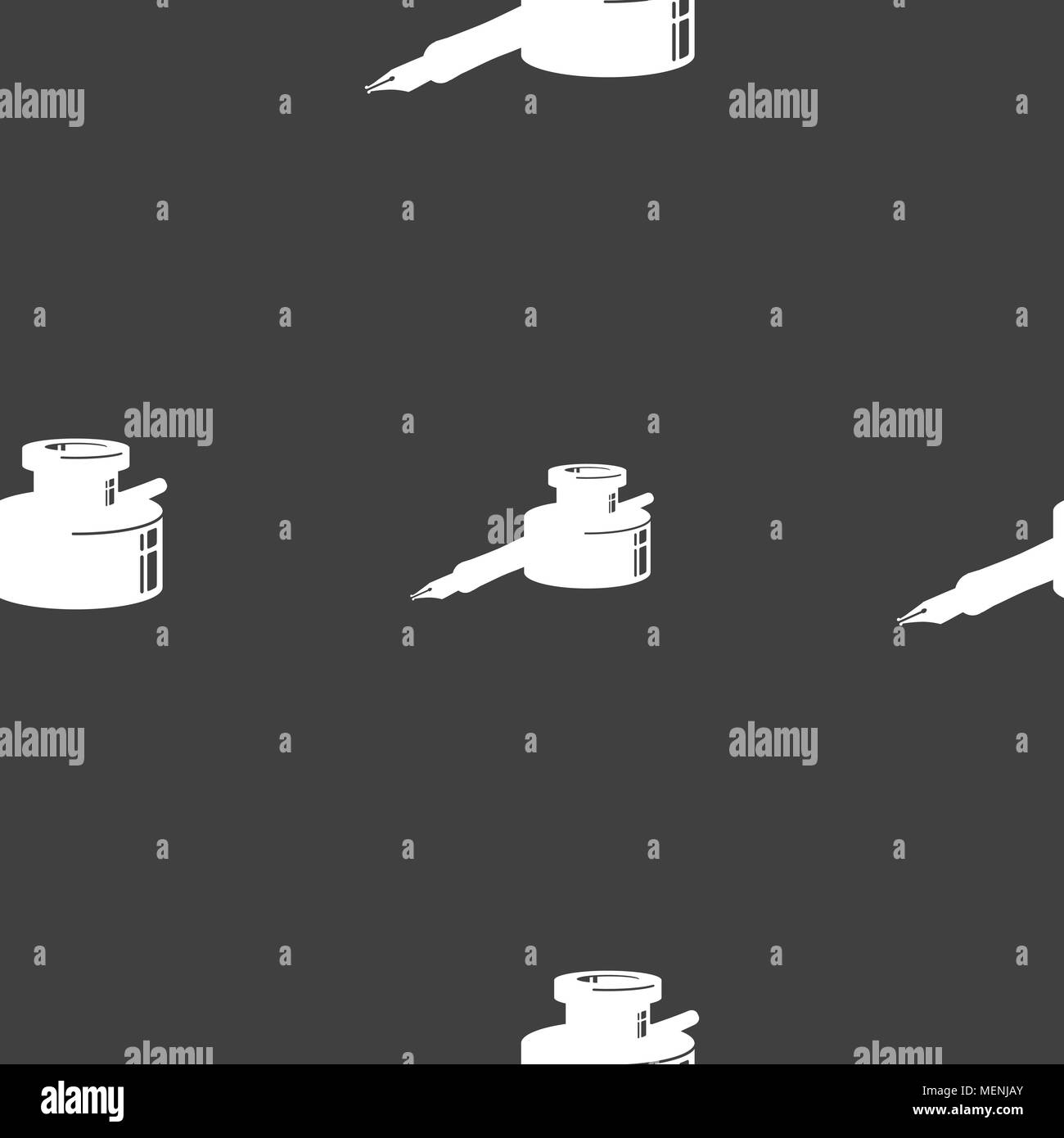 pen and ink icon sign. Seamless pattern on a gray background. Vector illustration Stock Vector