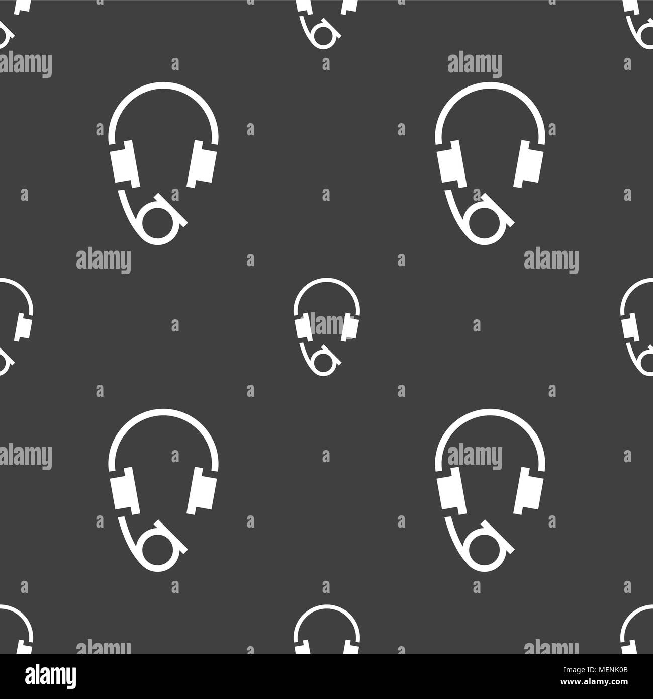 headsets icon sign. Seamless pattern on a gray background. Vector illustration Stock Vector
