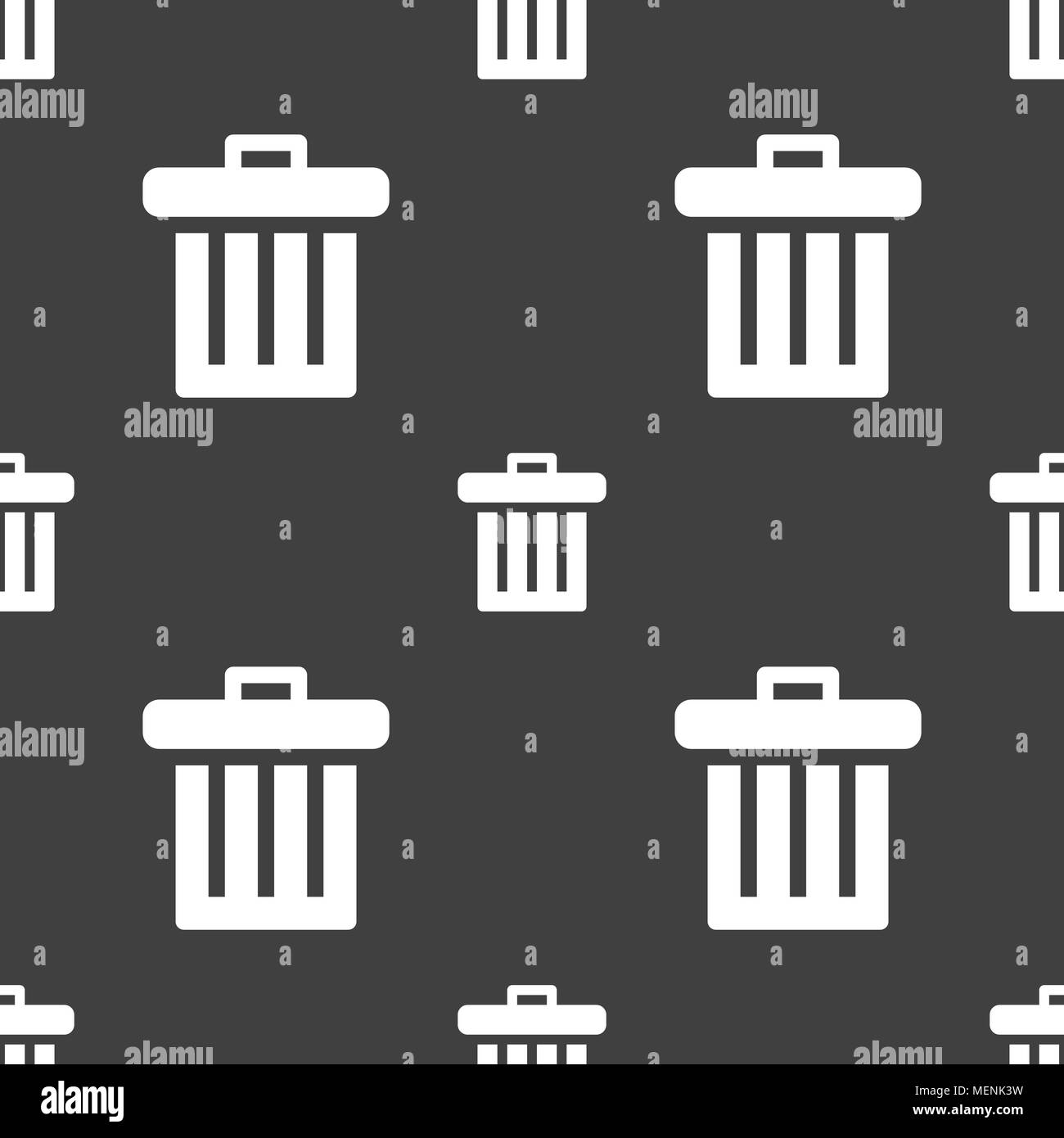 Recycle bin icon sign. Seamless pattern on a gray background. Vector ...