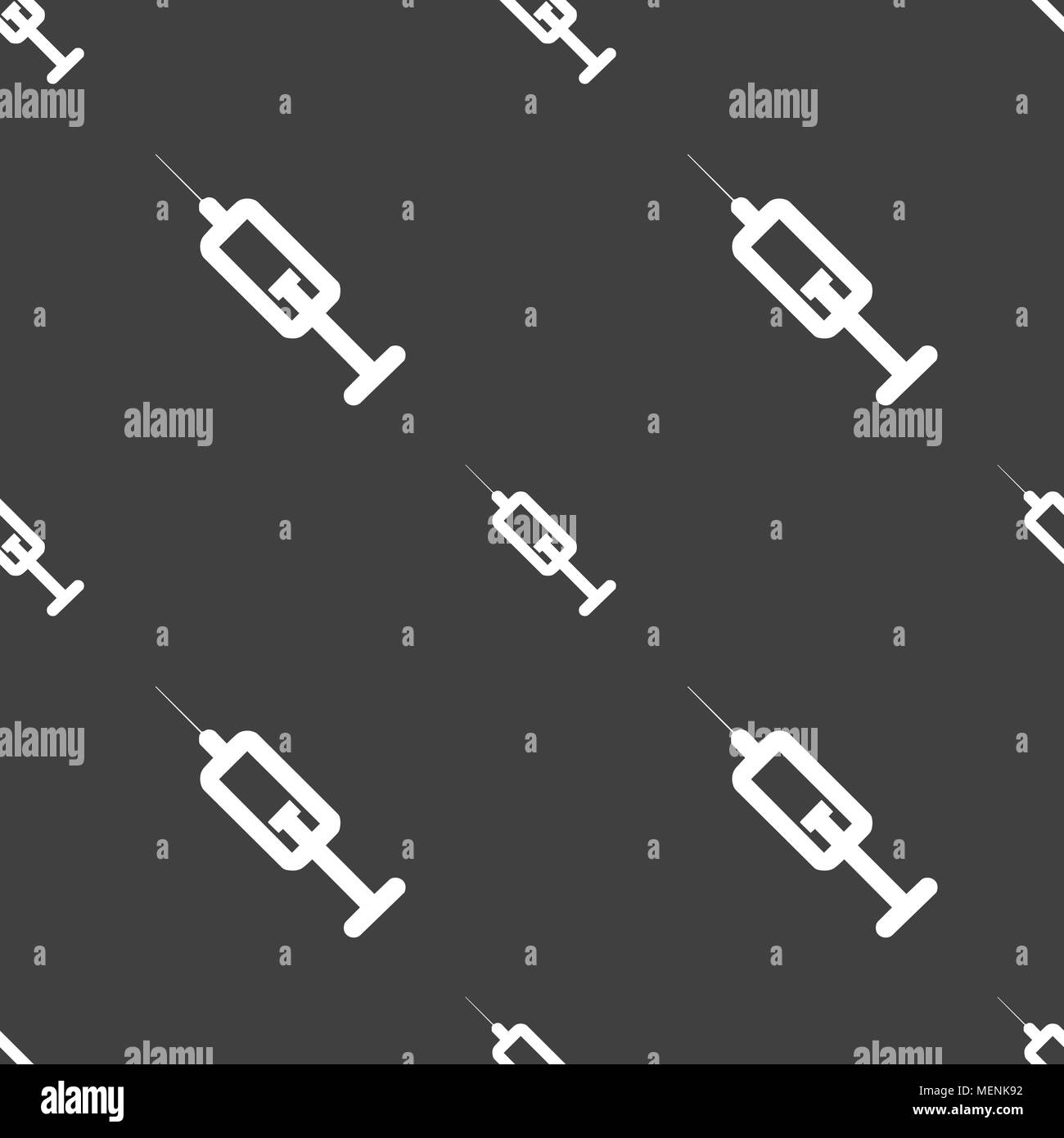 syringe icon sign. Seamless pattern on a gray background. Vector illustration Stock Vector