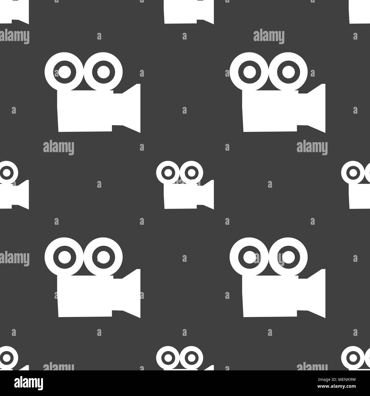 video camera icon sign. Seamless pattern on a gray background. Vector illustration Stock Vector