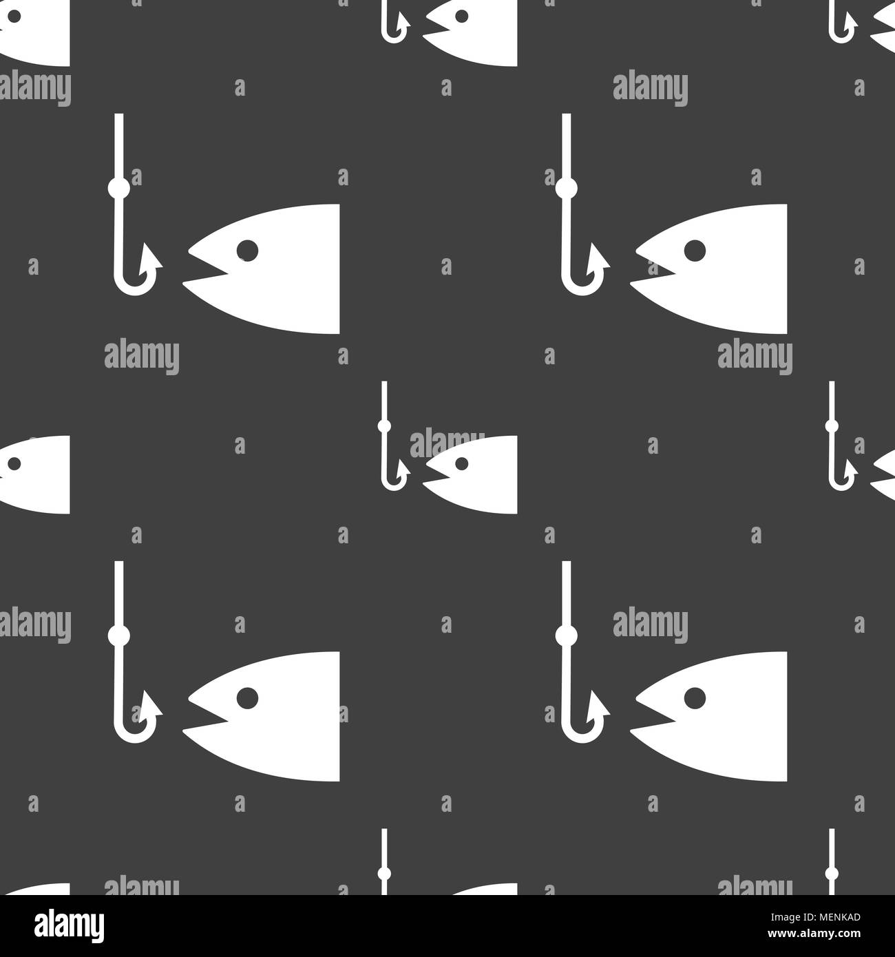 Fishing icon sign. Seamless pattern on a gray background. Vector ...