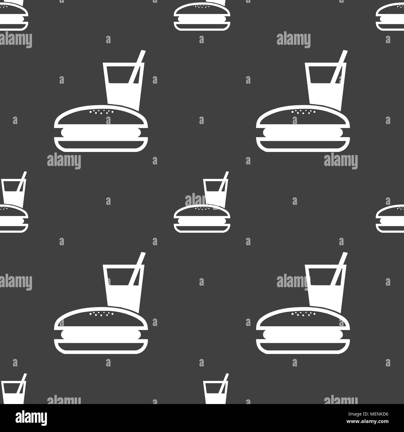 lunch box icon sign. Seamless pattern on a gray background. Vector ...