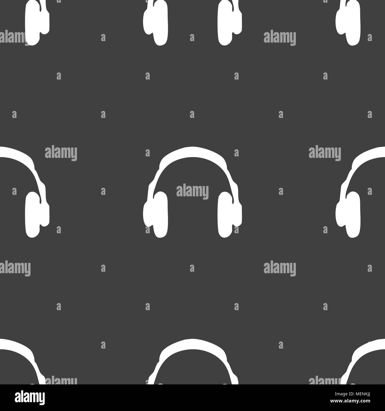headsets icon sign. Seamless pattern on a gray background. Vector illustration Stock Vector