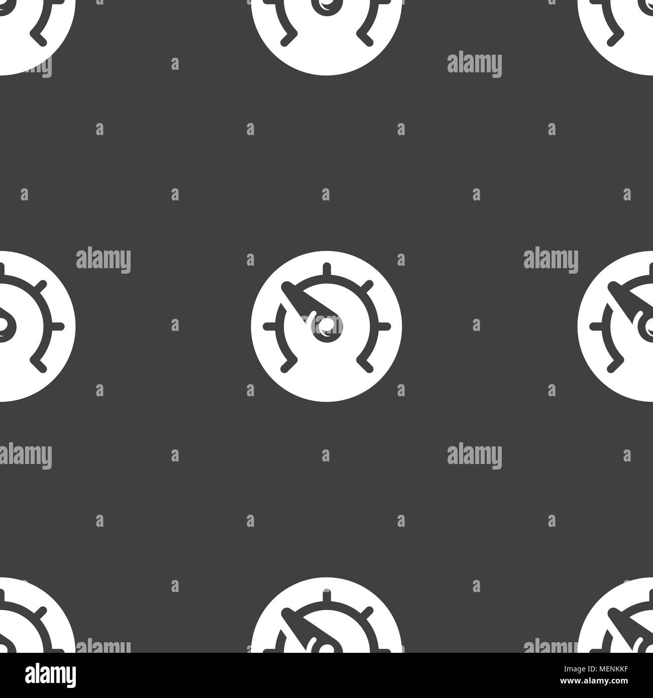 speed, speedometer icon sign. Seamless pattern on a gray background ...