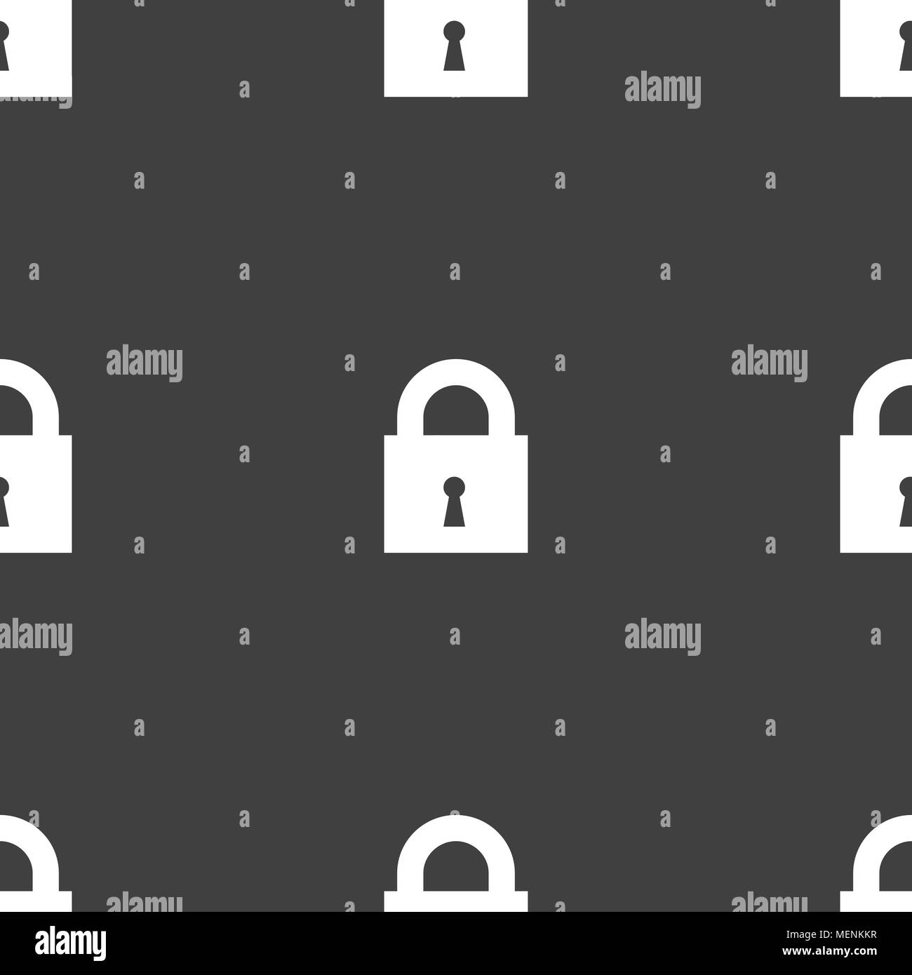 closed lock icon sign. Seamless pattern on a gray background. Vector illustration Stock Vector